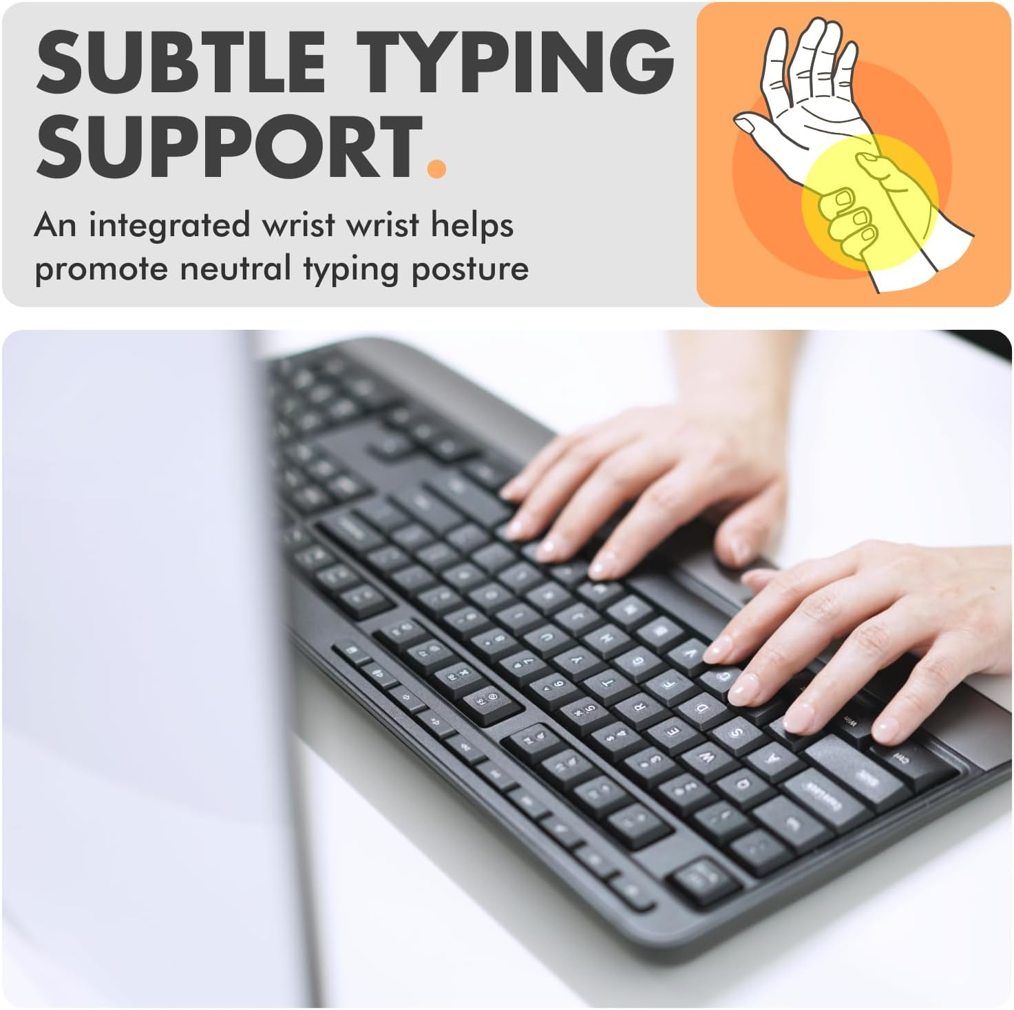 X9 Wired Keyboard - Comfortable Typing - Ergonomic Full Size USB Keyboard with Wrist Rest, Number Pad, Multimedia and 114 Keys - External Computer Keyboard for Laptop, Desktop and Office PC image number 6