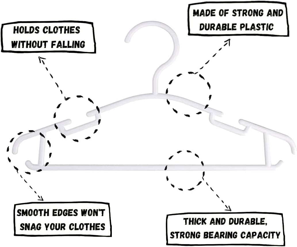 Baby Hangers 100 Pack Kids Hangers Plastic Baby Hangers for Closet Children Hangers Infant Hangers Toddler Hangers Small Hangers