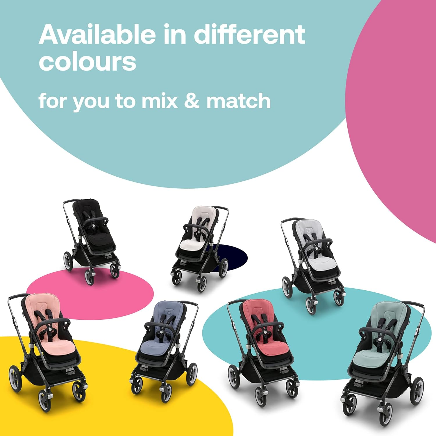 Bugaboo Dual Comfort Seat Liner for Pushchairs, All-Season Comfort, Improved Fit, Compatible with All Bugaboo Strollers, Reversible, Super Soft 3D Mesh, Misty Grey image number 1