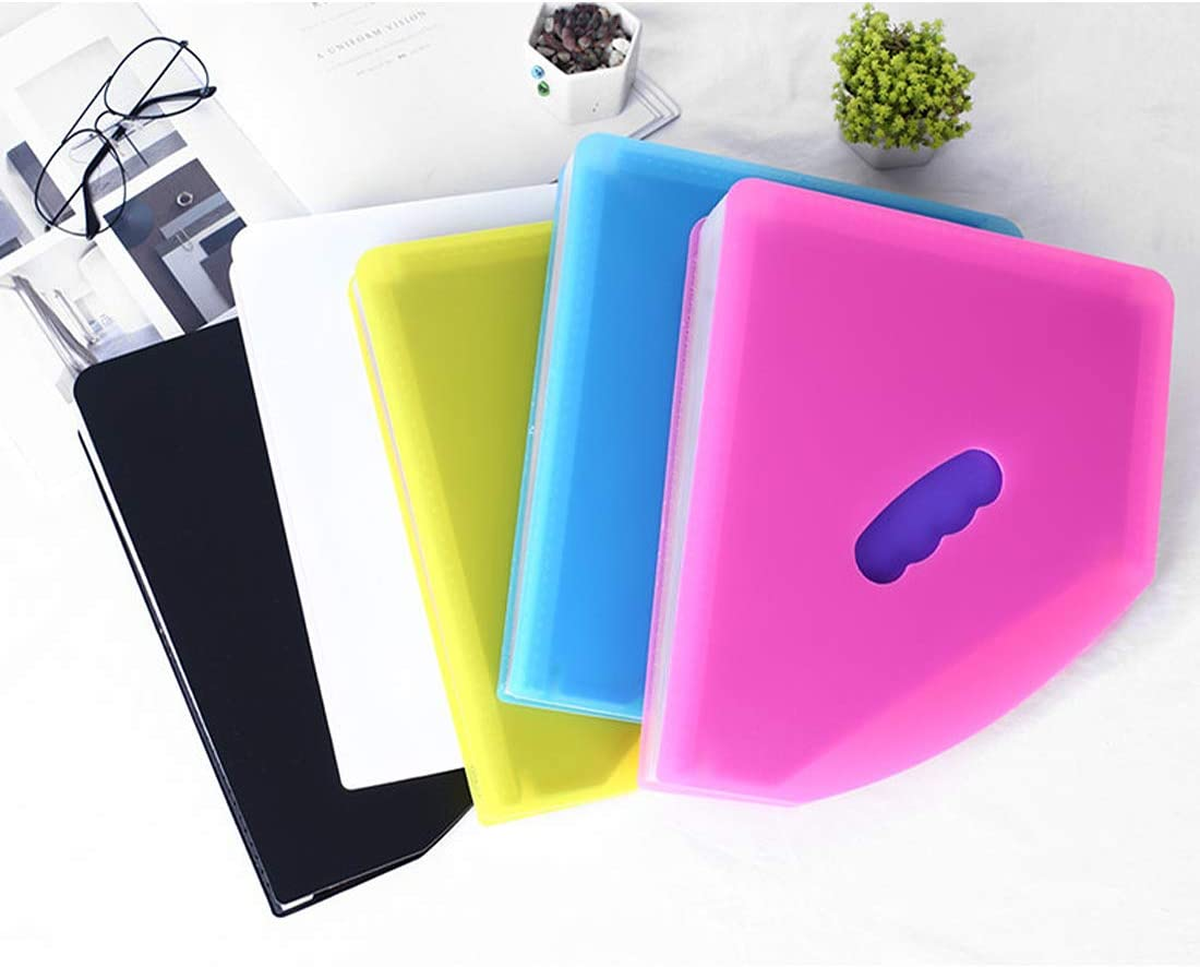 SAYEEC Clearance 24 Pockets Accordion File Organizer Upright Desktop Expandable Magazine Holder A4 Document File Holder Letter Size Stand Organizer Black Cover - Black With Rainbow Insert 24 Pockets image number 4