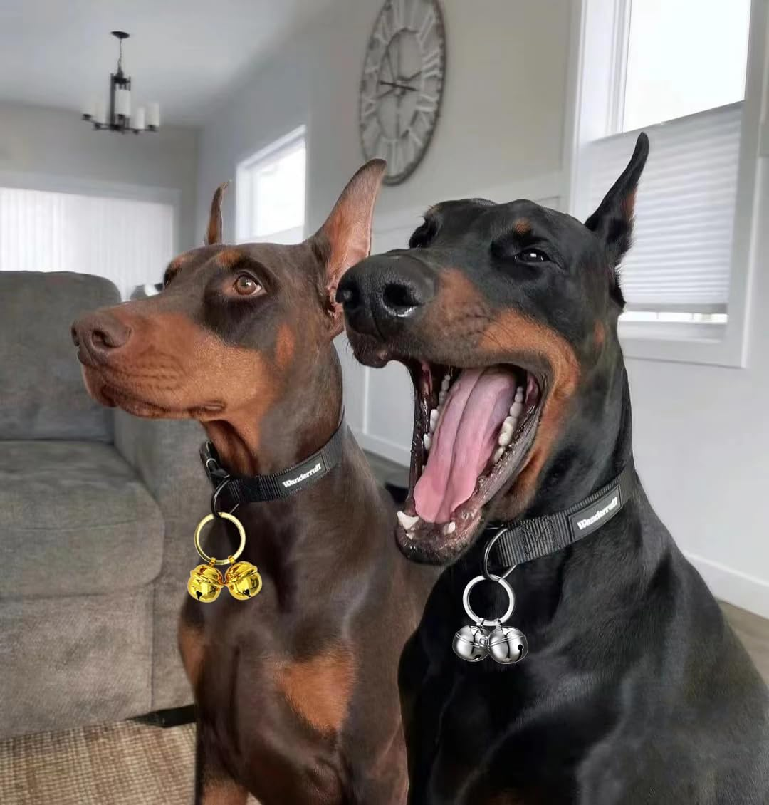 ROHOME Cat Dog Collar with Pet Tracker - Handmade Pure Copper Pendant Bell - Loud Anti-Lost Training Bell for Collar - save Birds & Wildlife