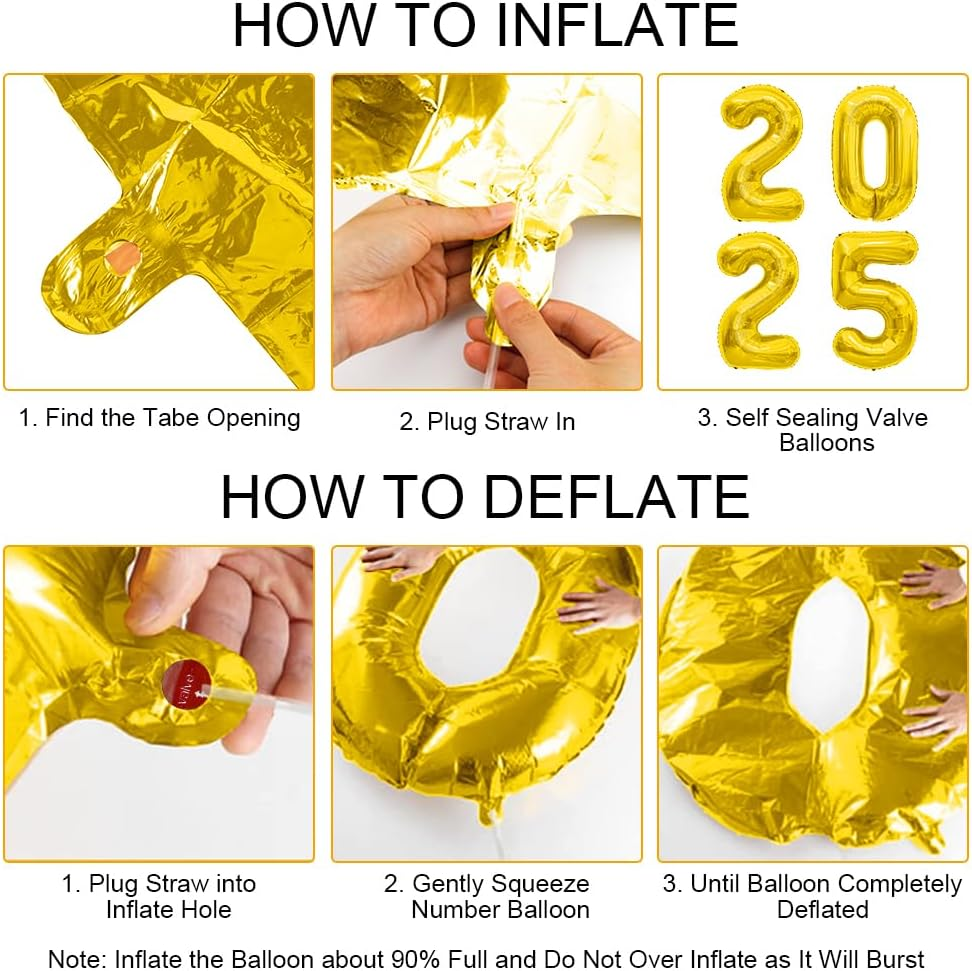 2025 Balloons Gold 2025 Number Balloons New Year Decorations 2025 Numbers 40 Inch Large 2025 Mylar Foil Balloons for 2025 New Years Eve Party Supplies Christmas Birthday Anniversary Graduation Decor image number 3