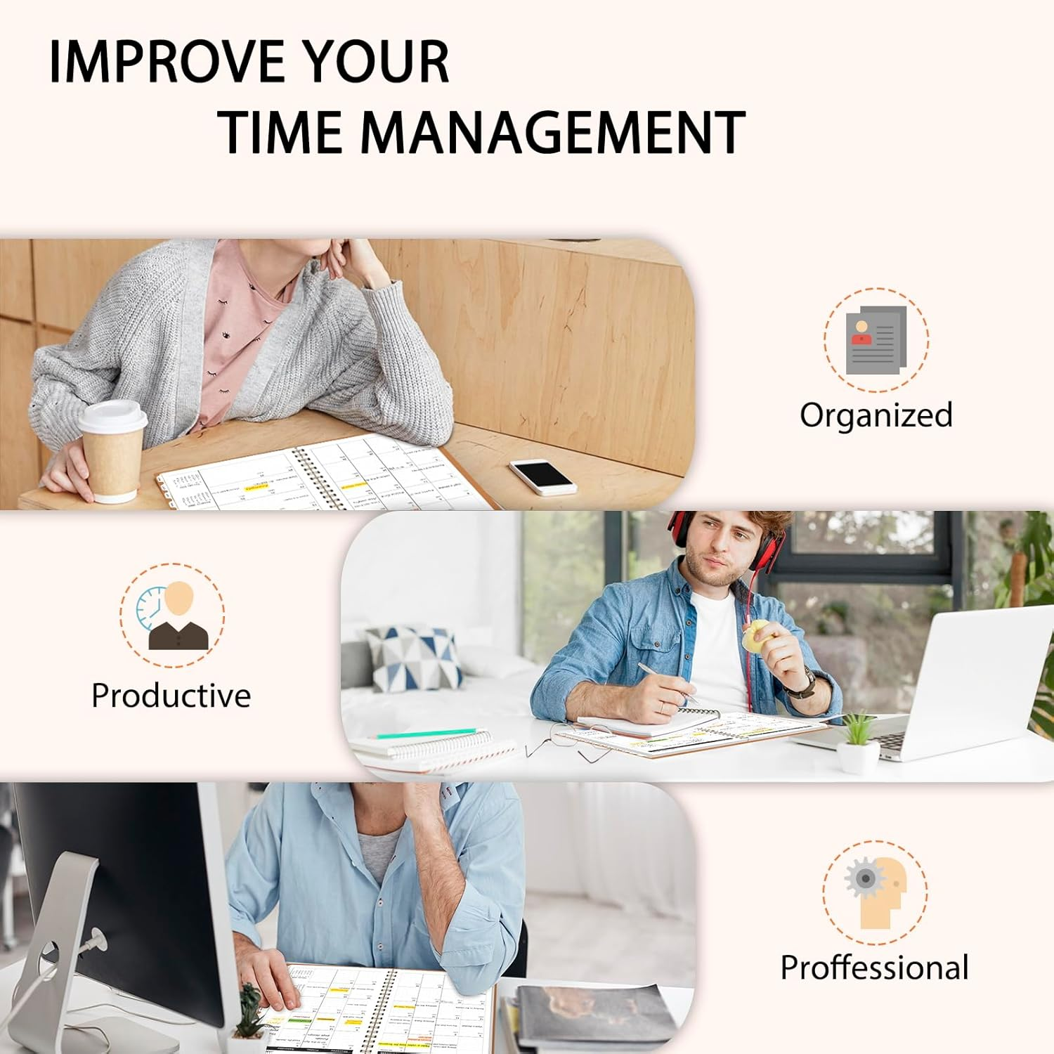 Ymumuda 2025-2026 Monthly Planner - 2 Year Monthly Planner, JAN.2025 to DEC.2026, 8.5" X 11", Large Planner with Spiral Bound, Perfect for School & Office Schedule, Orange image number 1