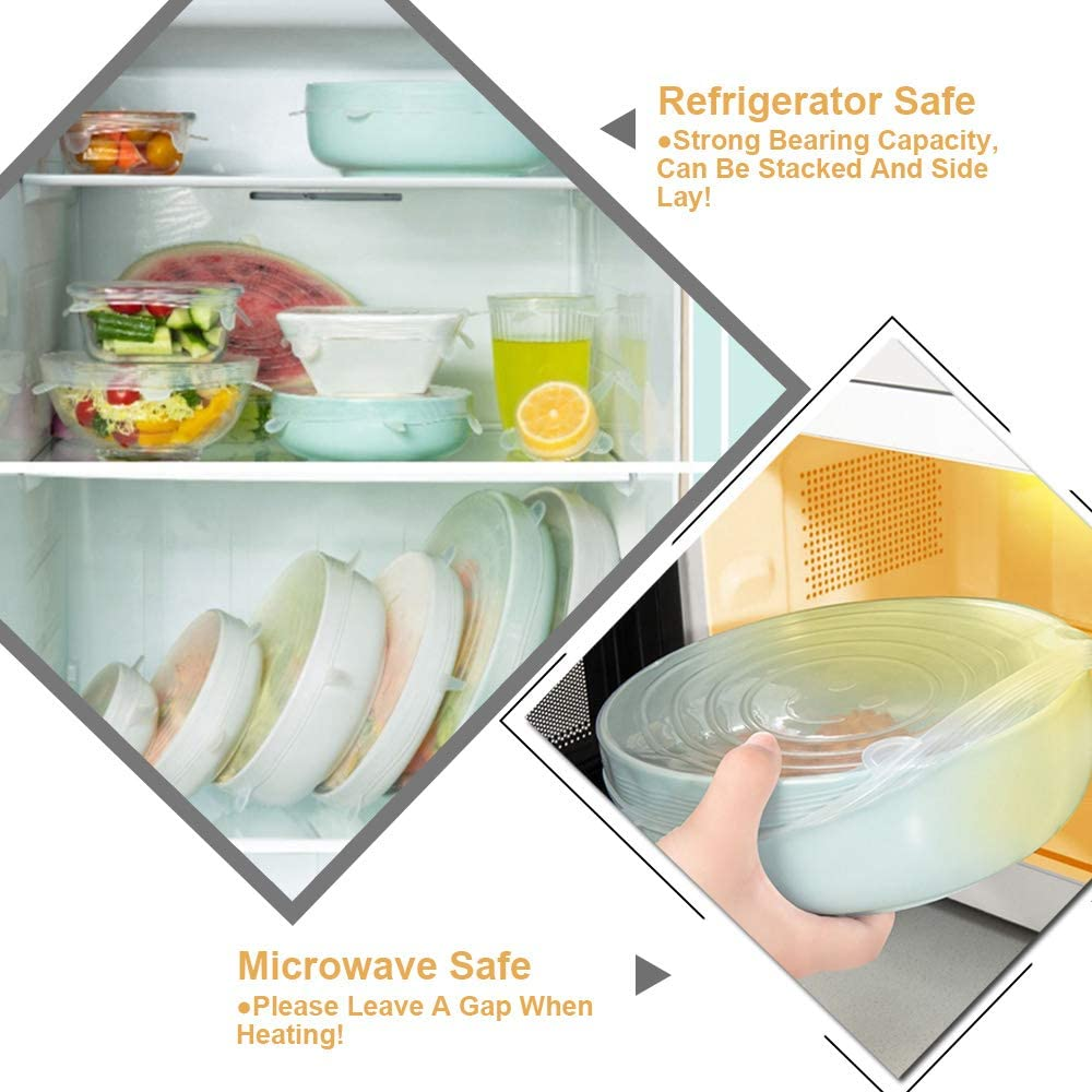 4 Pack Same Size Silicone Stretch Lids, Thicker Reusable Durable Silicone Container Cover, Expandable Food Storage Covers, Dishwasher and Freezer Safe, 2.56In(6.5Cm) image number 3