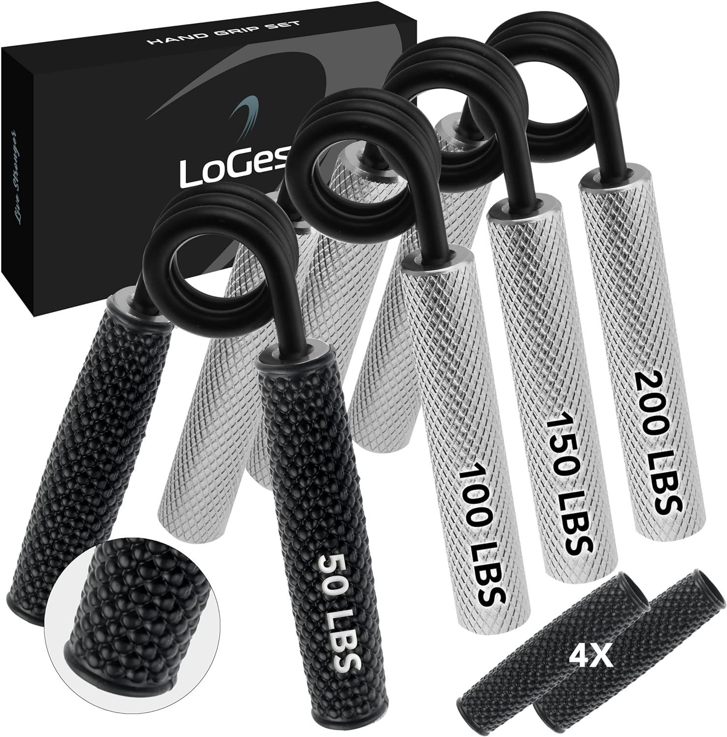 Logest Metal Hand Grip Set, No Slip Heavy-Duty Finger Strengthener with Gift Box, Great Wrist & Forearm Exercise, for Home Office & Gym Use, for Beginners to Professionals image number 2