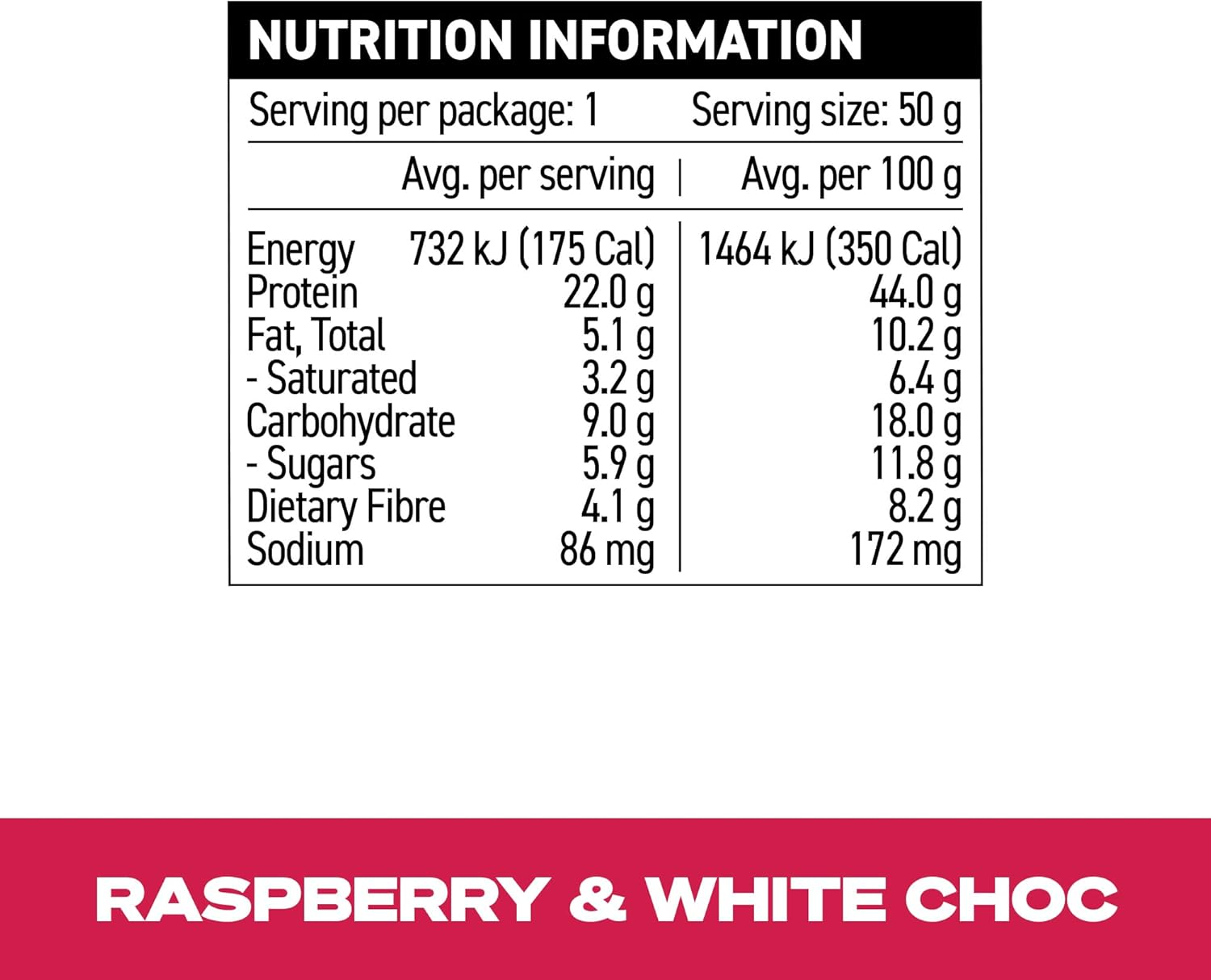 Protein Crisp Bar Raspberry & White Choc Pack of 12 X 50G image number 2