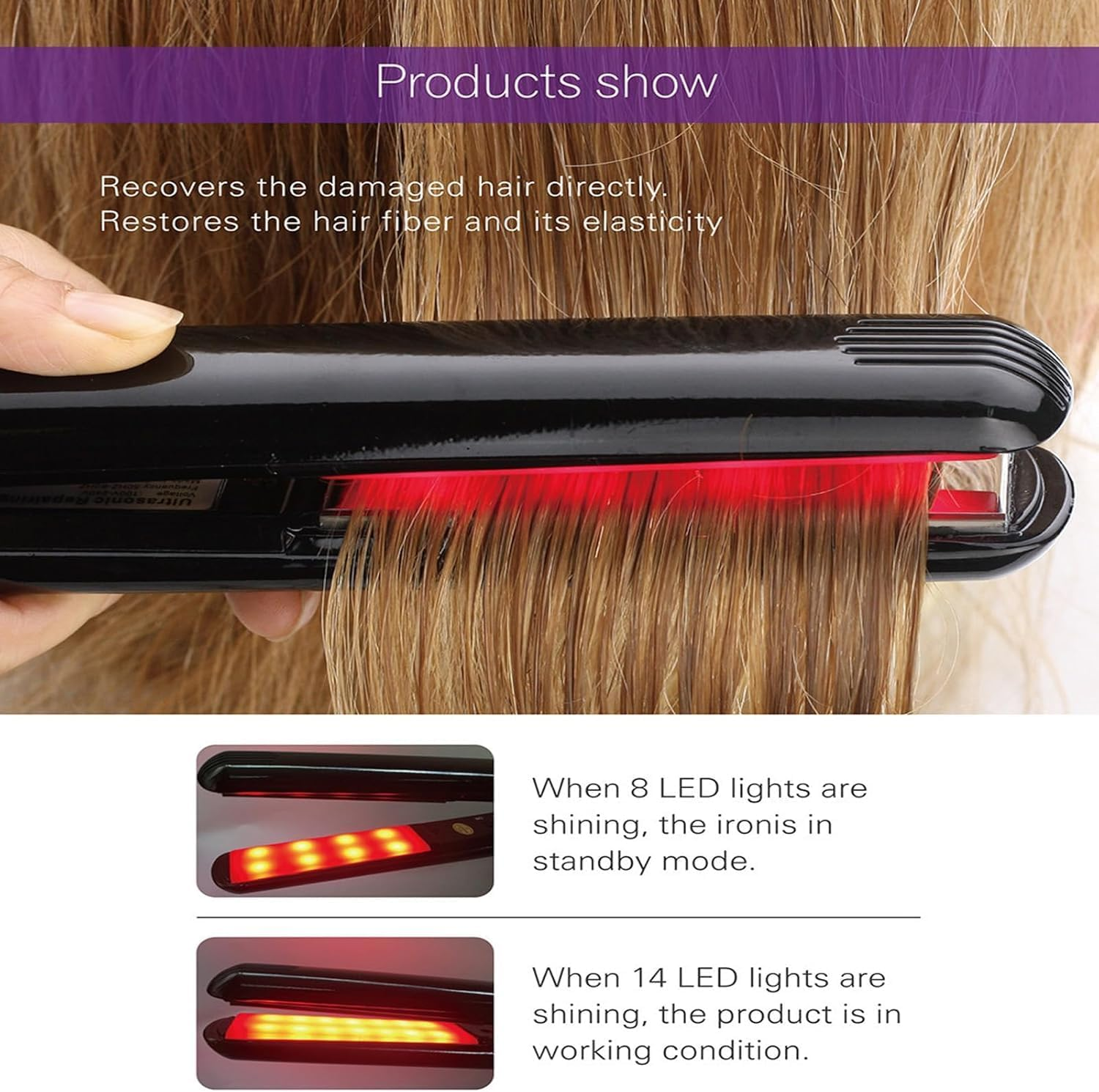Auraleus Cold Iron Hair Infrared, Auraleus Cold Iron.Infrared Hair Straightener,Auraleus Hair Cold Iron - Black image number 5