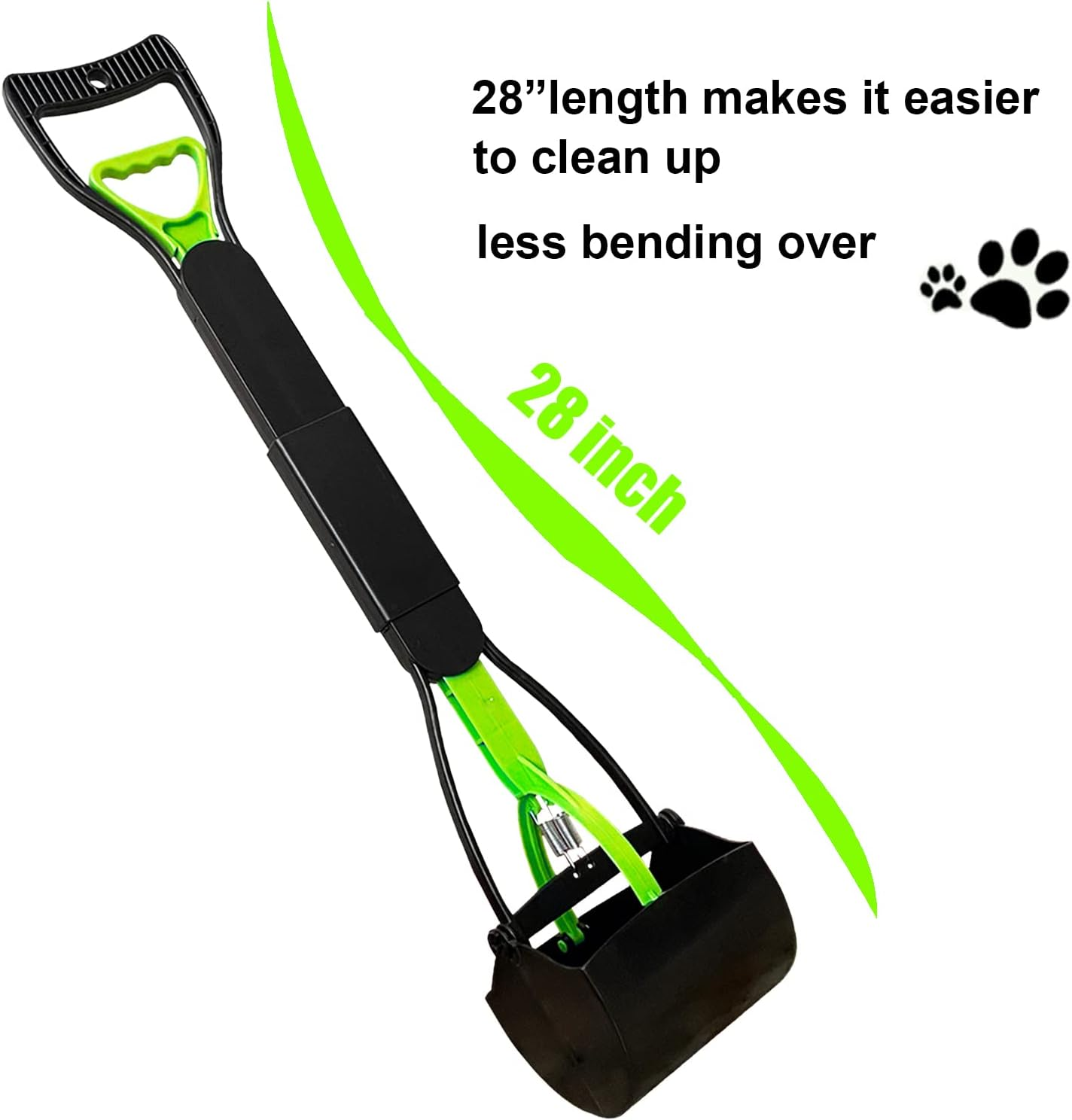 28" Large Pooper Scooper for Dogs, Heavy Duty Poop Scooper for Large Medium & Small Dog, Pet Dog Pooper Scooper for Grass & Gravel Pick Up - Dark Green image number 4