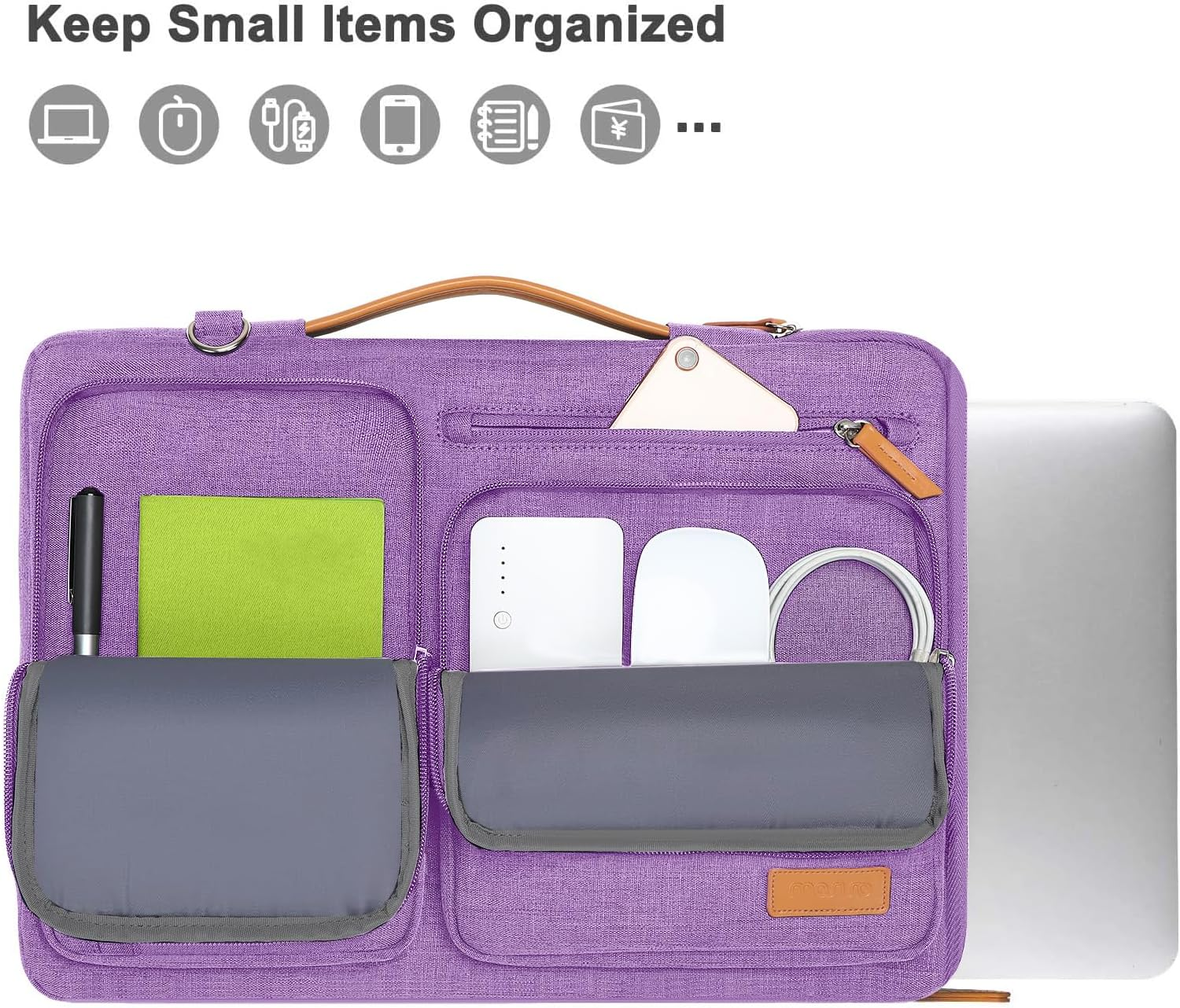 MOSISO 360 Protective Laptop Shoulder Bag, Computer Bag, Side Open Messenger with 4 Zipper Pockets&Handle image number 3