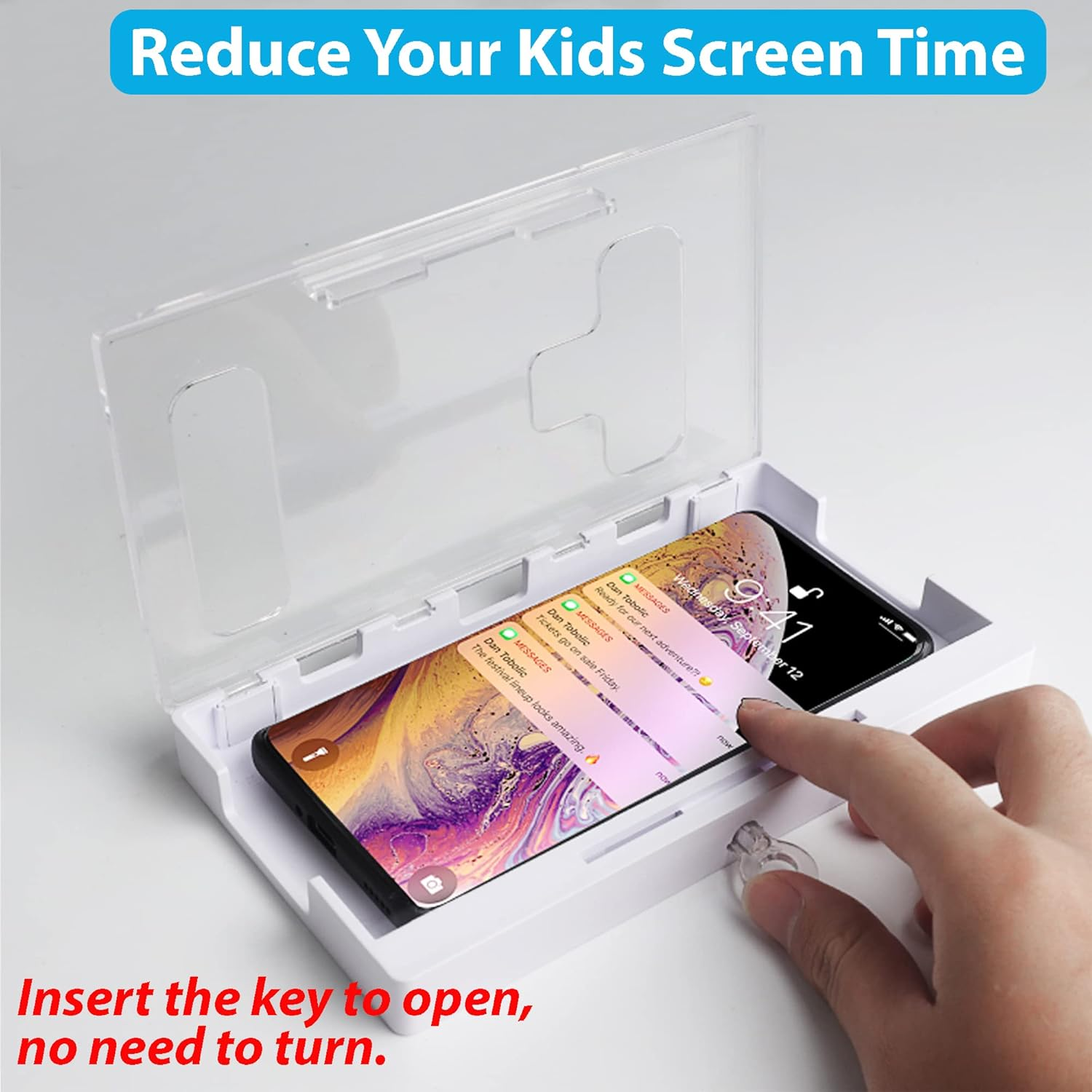 Cell Phone Lock Box - Portable Jail with 2 Keys to Reduce Kid'S & Student'S Screen Time - Self-Control Locking Device to Boost Productivity for Iphone, Samsung, Google Clear image number 3