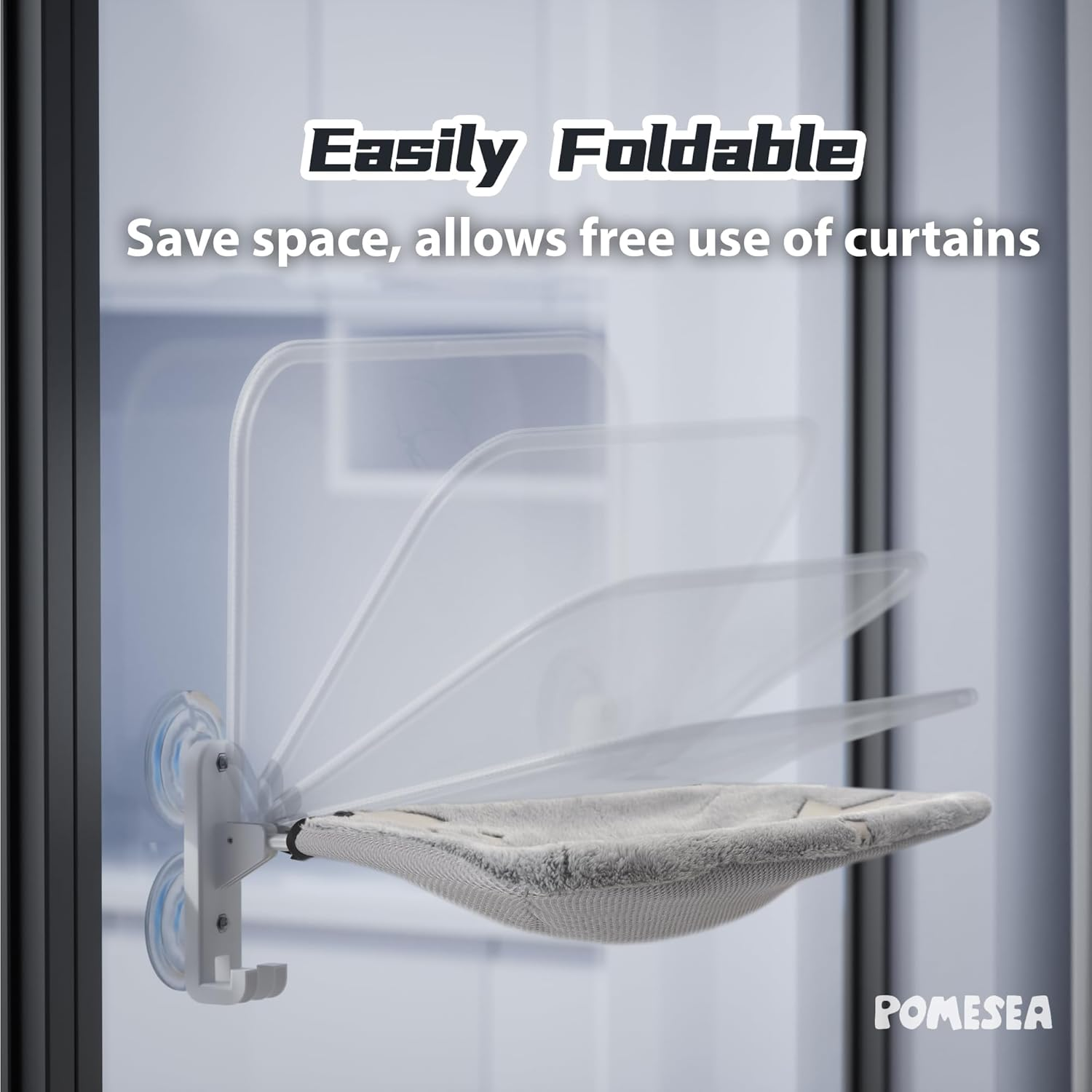 Large Foldable Cat Window Perch for Average Cats &ndash; Double-Sided Glow Fabric Cover, Hook-On Cat Window Hammock, Space-Saving Cat Window Bed image number 1