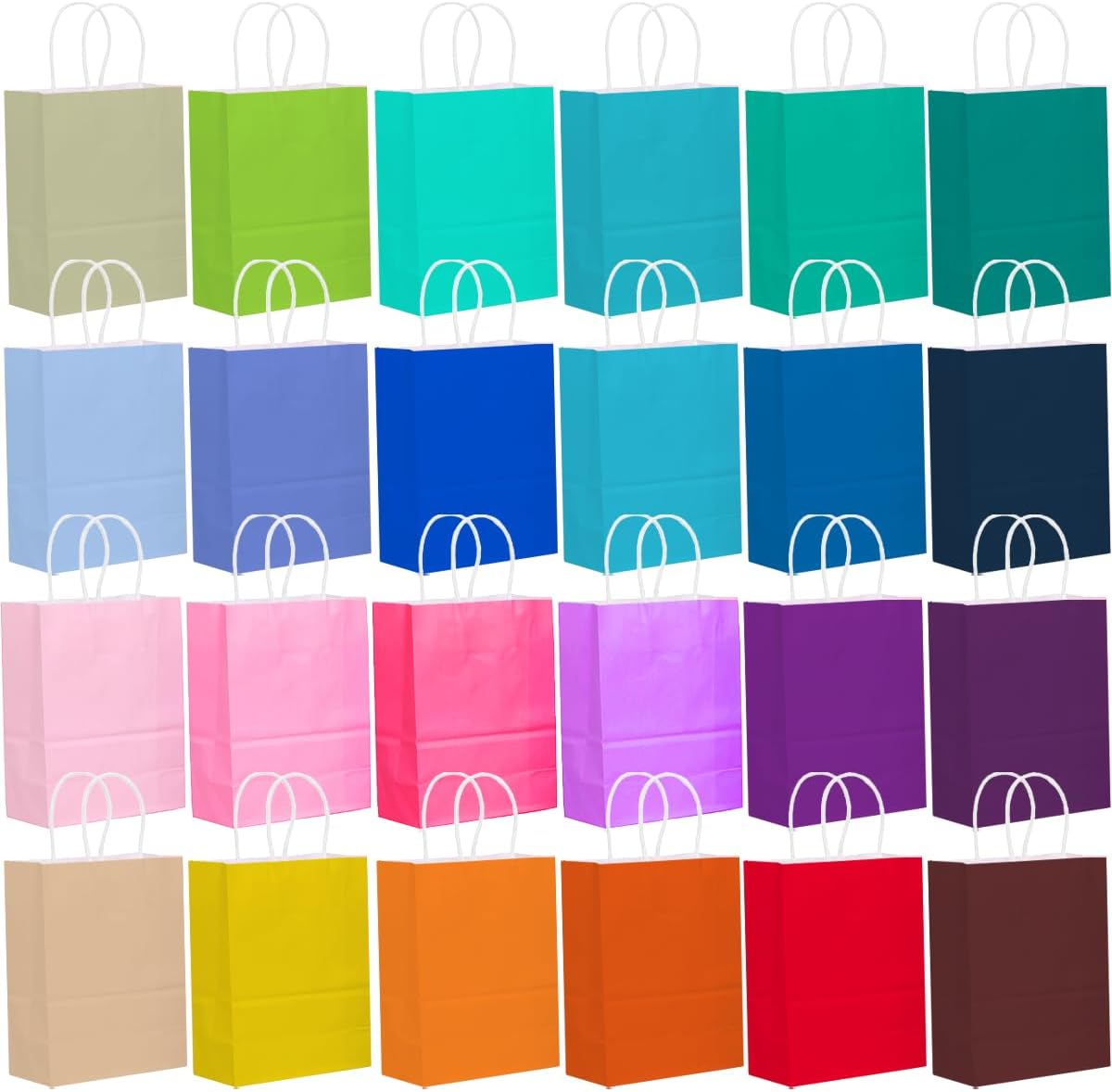 Qiqee 24PCS Medium Size 27X12X20Cm with Handles Bulk Gift Bags 24 Different Senior Color Bags Multiple Uses (8X5X11Inch, Medium Size) image number 2