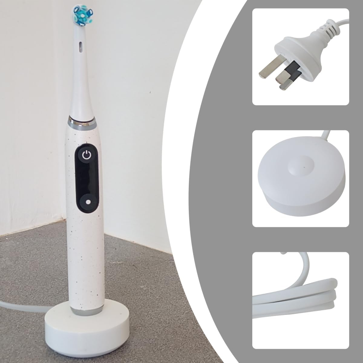 Charger Replacement Fit for 3768 Magnetic Charger Base, Compatible for Oral B Io7 Io8 Io9 Electric Toothbrush, 2-Pin AU Plug