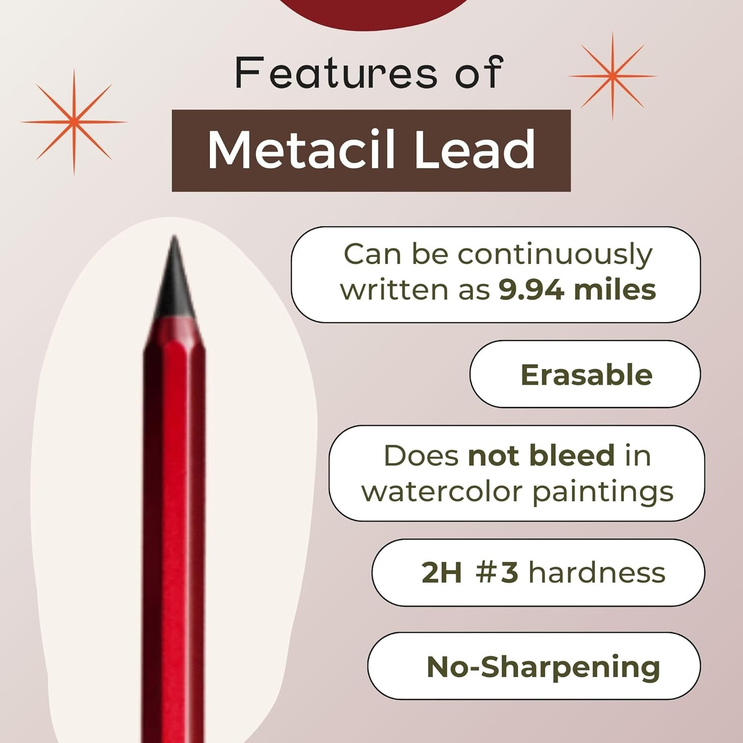 SUN-STAR Stationery S4453042 Metasil Refill, Fountain Style, Black Ink, Medium Point, Pencil Refill, 1 Piece image number 1