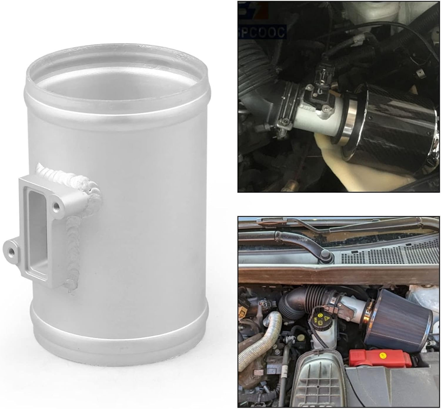 Mass Air Flow Sensor 76Mm Air Flow Sensor Adapter Intake Meter Mount Base Air Flow Adapter Compatible with Nissan Compatible with Compatible with Ford 3Inch image number 2