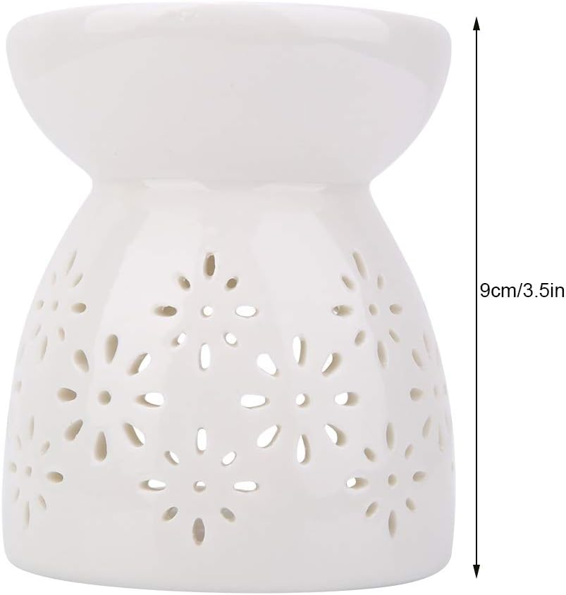 Ceramic Oil Burner, Aroma Lamp, Night Fragrance Lamp, Tea Light, Candle Holder, Oil Burner, Aroma Diffuser, Night Oil Burner, Candle Holder, Aroma Burner for Salon, Bedroom (Flowers) image number 4