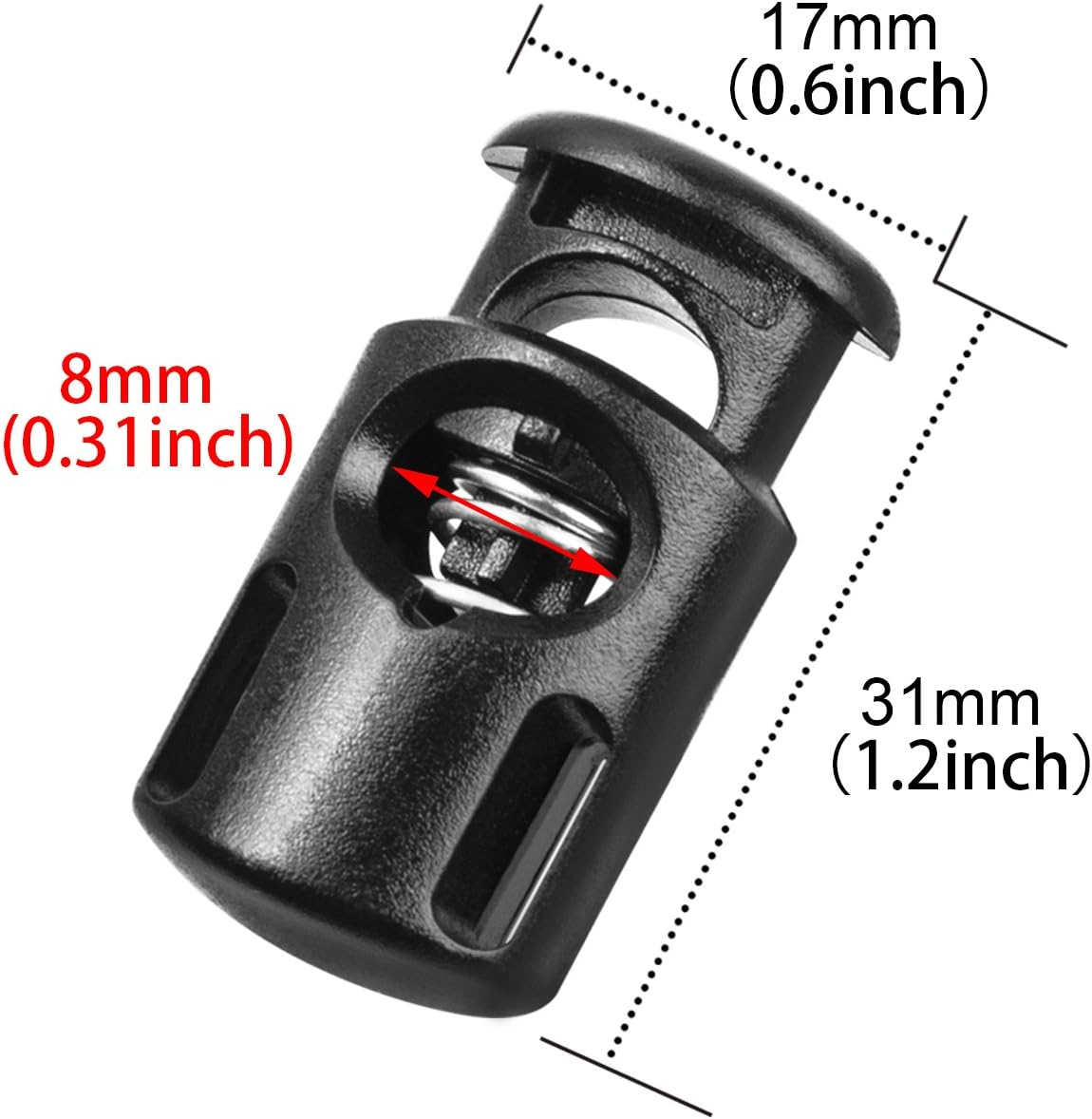 Plastic Cord Locks End Spring Stop Toggle Stoppers Multi-Colour (10PCS Black) image number 3