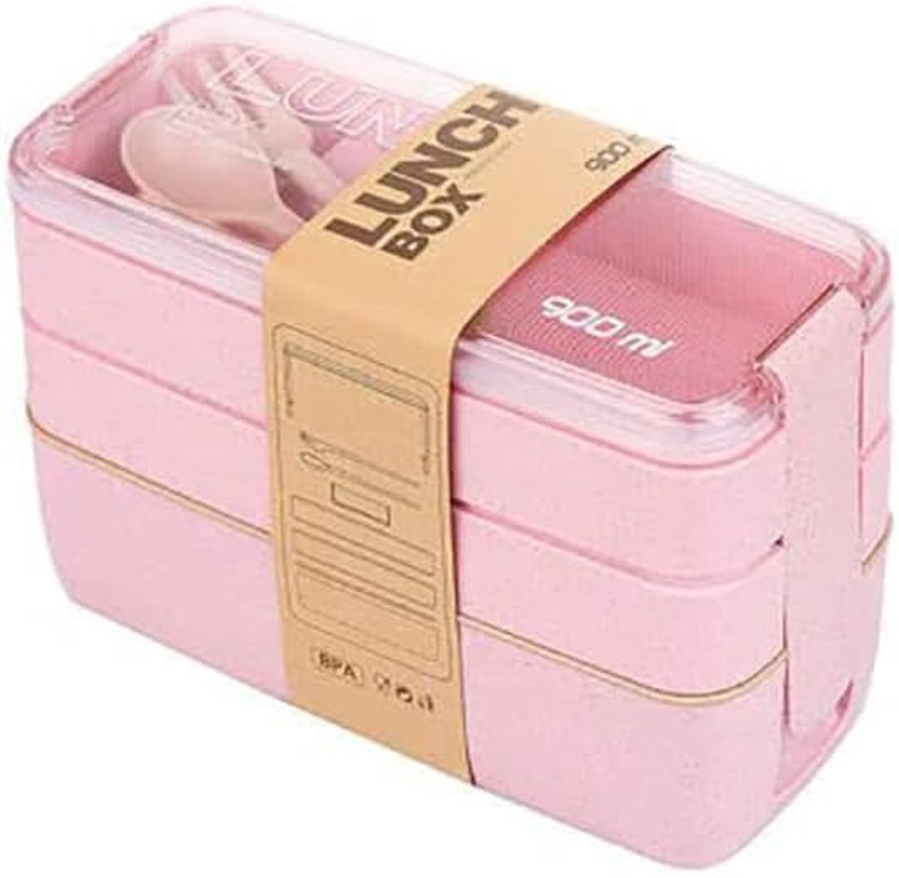 AIMALL Bento Box 3-Layer Students Lunch Box Eco-Friendly 900Ml Food Container, for Kids & Adults