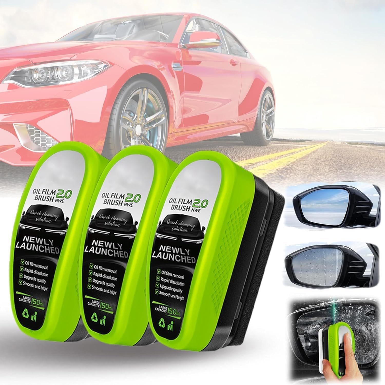 2026 Upgraded Oil Film Cleaning Brush - Clear Vision Windscreen Cleaner Tool with Dual-Scrubber Heads for Car/Suv/Ute Glass Squeegee Combo (2) image number 5