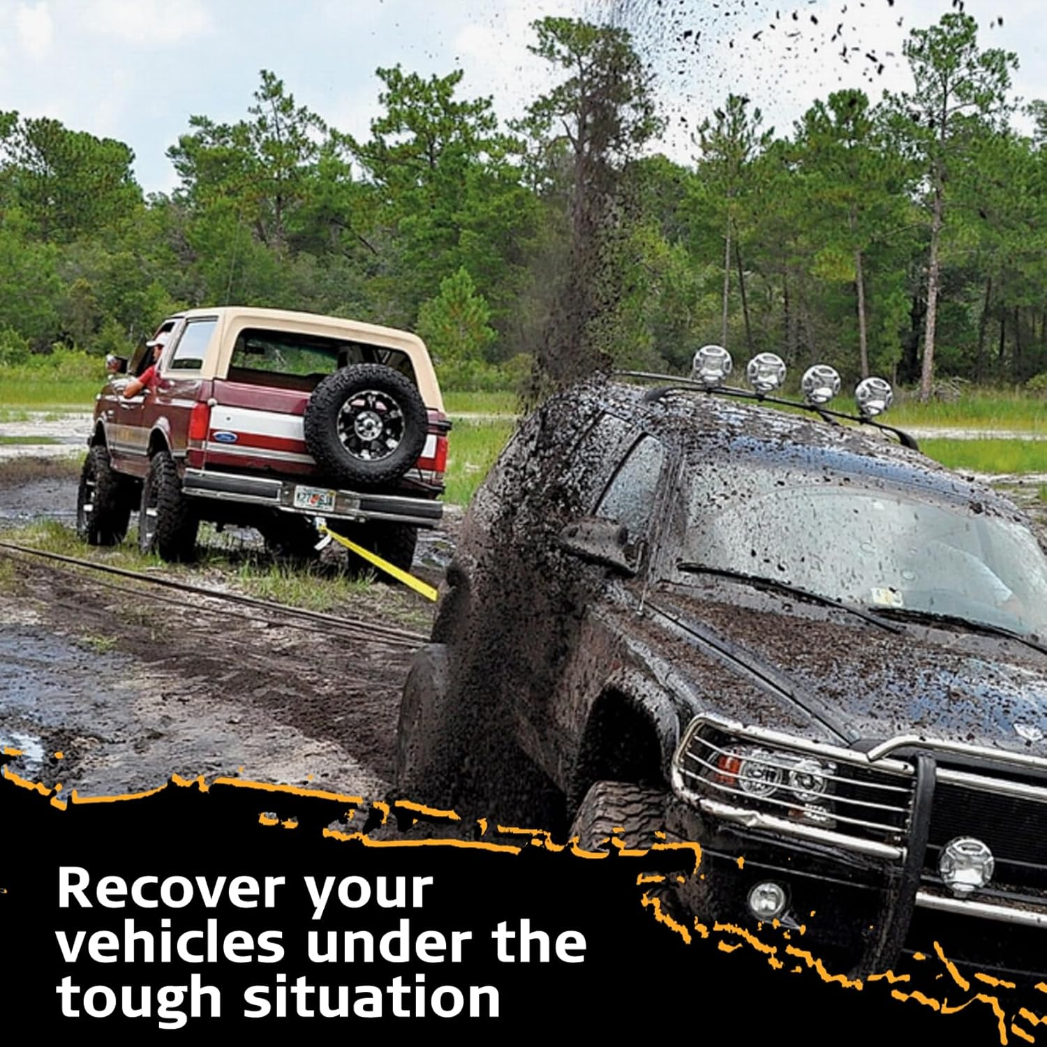 2 Pack 2" X 6 Ft Lifting Straps Heavy Duty Lift Sling Straps 3000 Lbs Load Capacity and 9000 Lbs Breaking Strength Flat Eye Web Sling image number 2