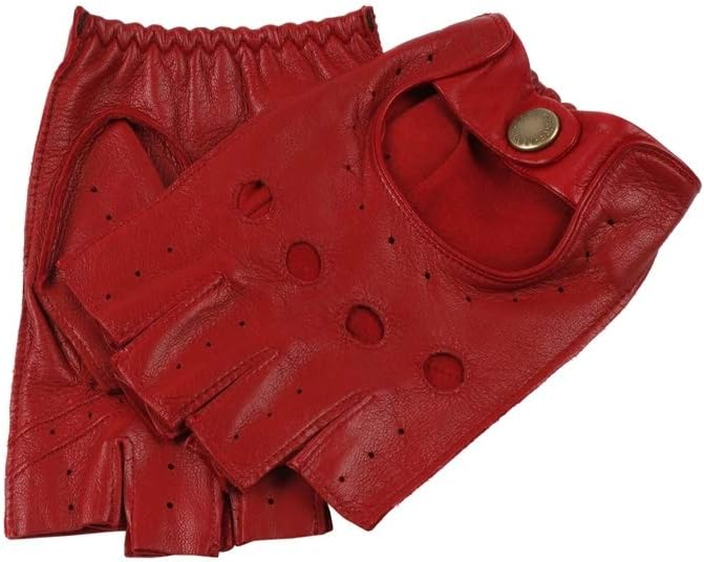 Dents Men'S Snetterton Leather Fingerless Driving Gloves, Berry, Medium image number 2