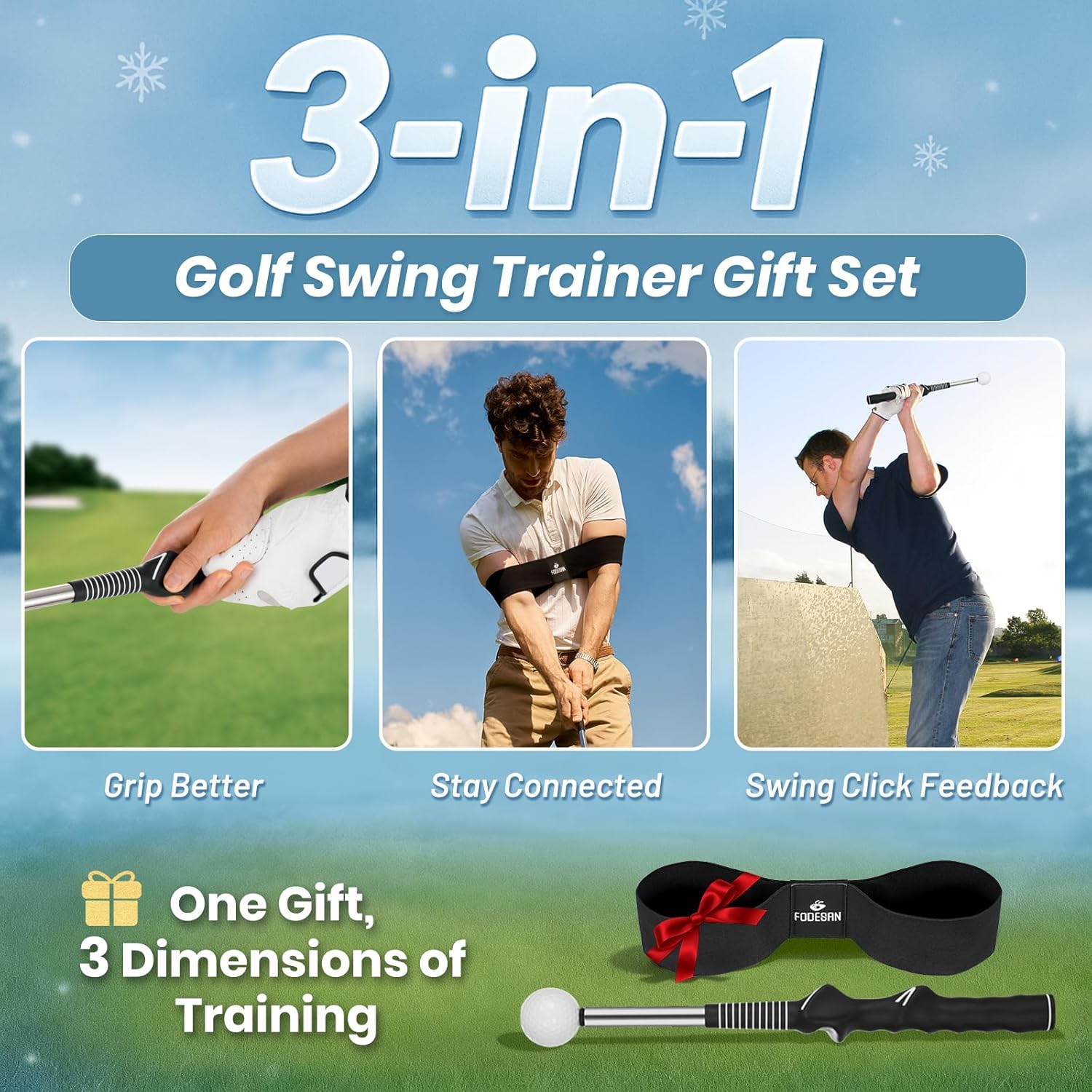 Retractable Golf Swing Training Aid: Golf Swing Trainer for Warm-Up, Non-Slip Golf Grip Trainer for Right Hand, Strength & Tempo Training for Indoor & Outdoor Practice (Black) image number 2
