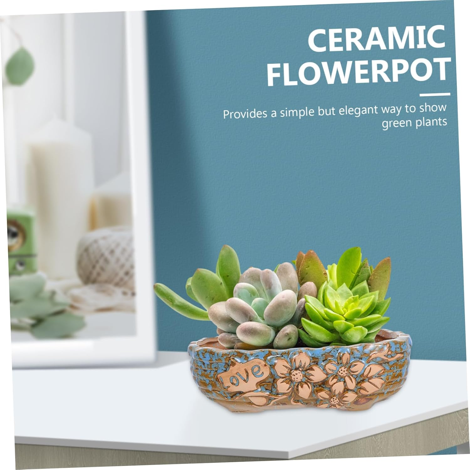 Large Ceramic Succulent Flowerpot Gardening Pot Simple Plant Adornment for Indoor Outdoor Display image number 6