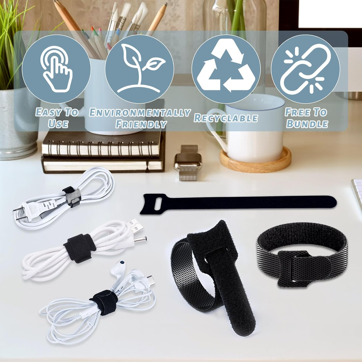 120Pcs Reusable Cable Ties Straps 6 * 1.2" Wire Ties Strap, Multi-Purpose Cable Management Cord Organizer, Adjustable Tidy Zip Ties Replacement for Computer, Electronics, Home, Office