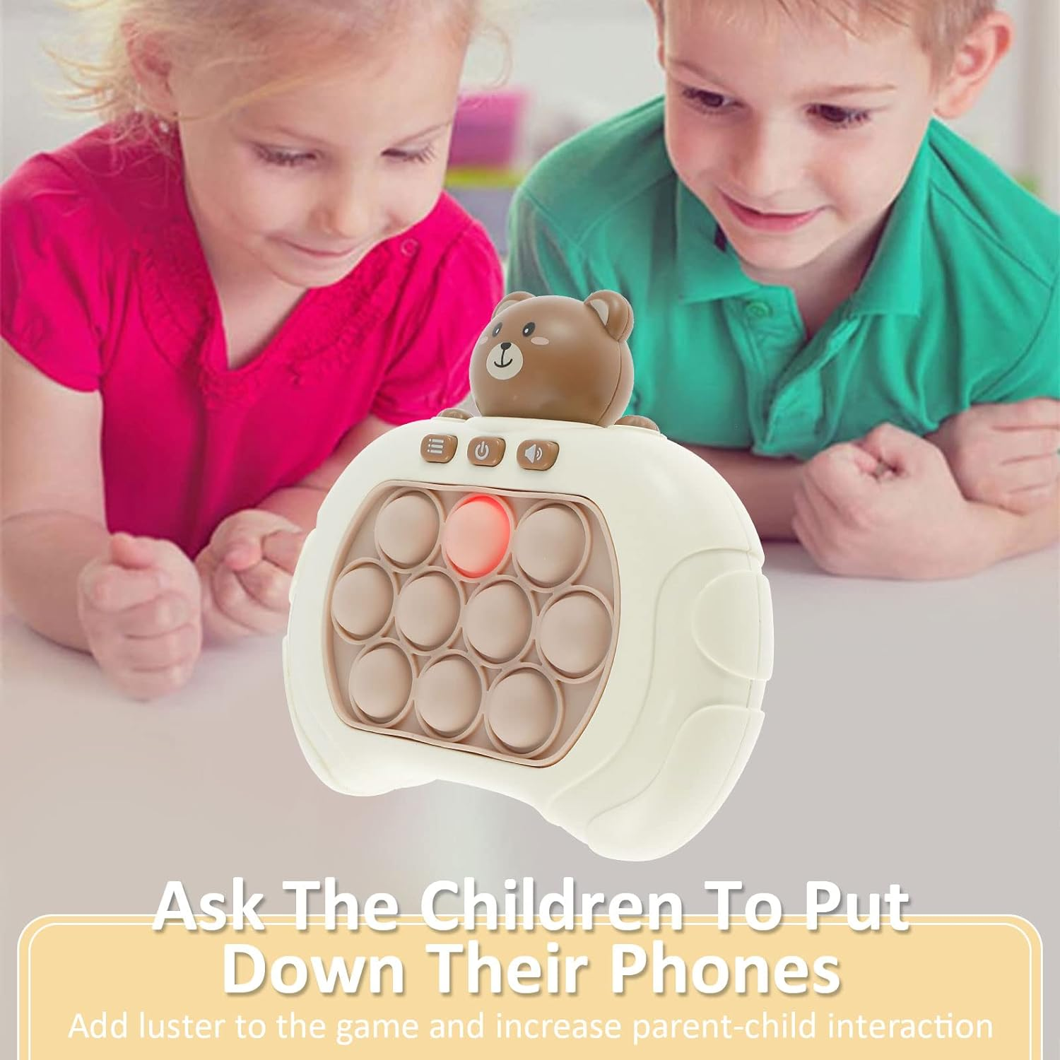 Game Machine,4 Playing Modes Battery Powered Portable,Push Pop Sensory Toys for Kids Pop Puzzle Game,Electronic Handheld Light-Uptoy for Teenagers Adults Stress Relief (Bear) image number 6