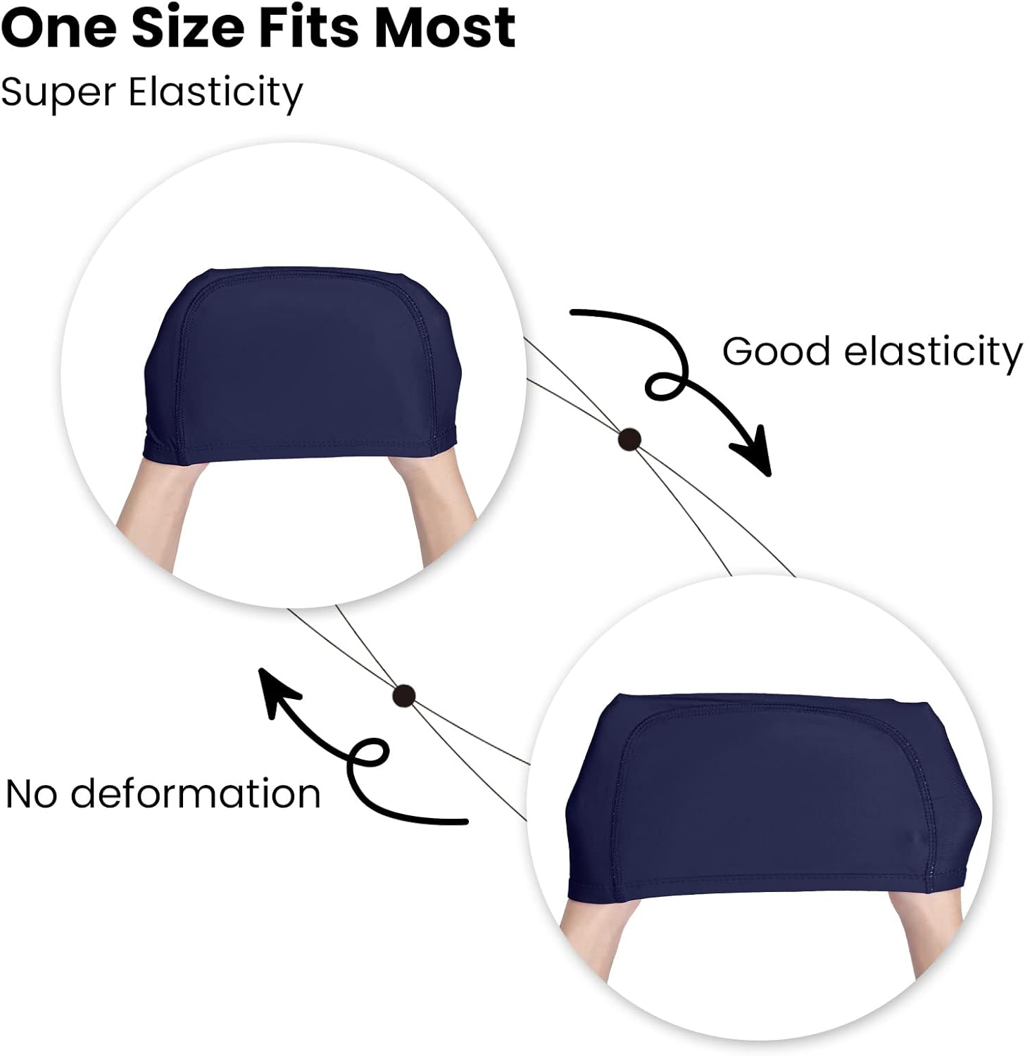 2 Pcs Elastic & Lightweight Swimming Caps, Comfortable Fabric Swimming Hats for Women Men Kids and Adults, Unisex Nylon/Non-Slip Bathing Caps for Long Short Hair image number 5