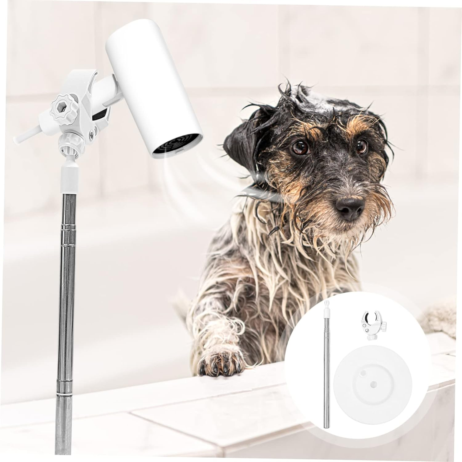 PLAFOPE Pet Hair Dryer Stand with Rotatable Holder 135Cm Extendable Floor Support for Dog Grooming White Adjustable Blow Dryer Holder image number 4