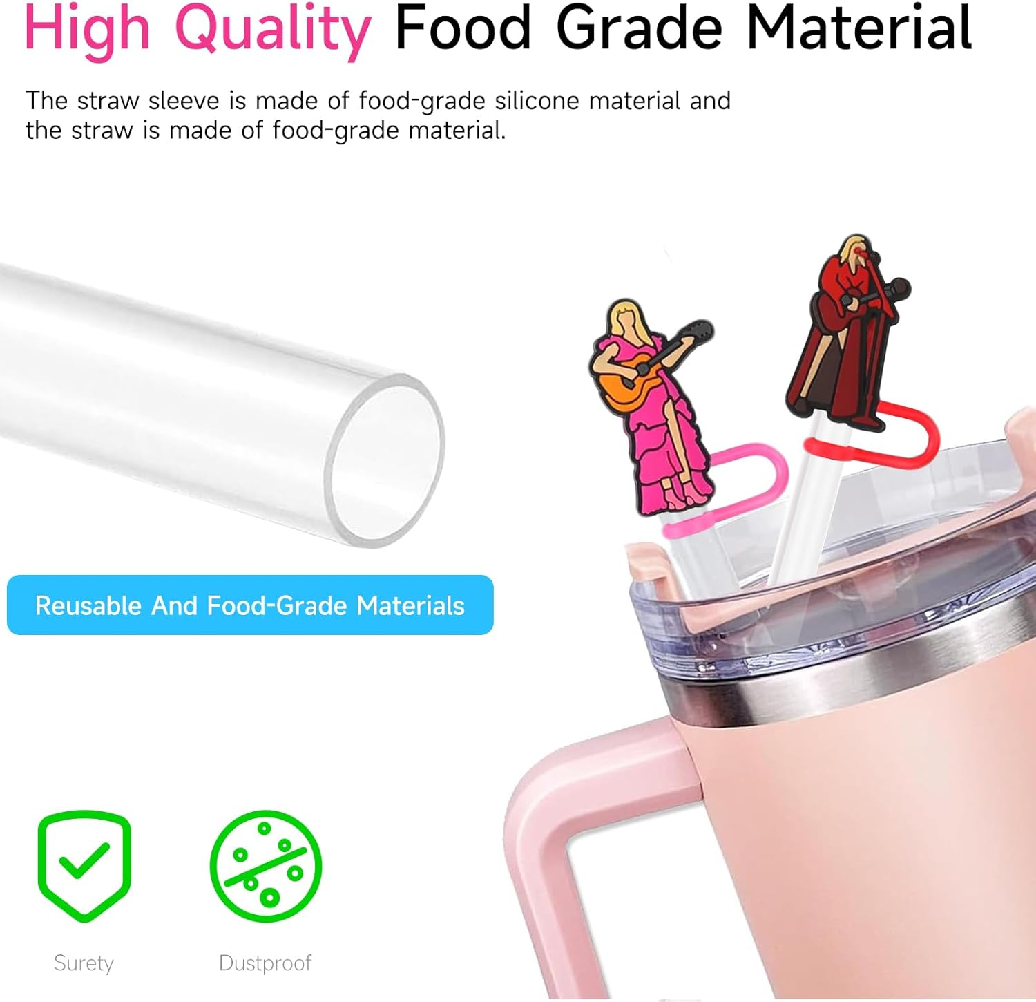 6Pcs Taylor Silicone Straw Covers Caps Compatible with Stanley Cups 30 Oz / 40 Oz Straw Toppers 10Mm Silicone Cute Straw Stopper Stanley Cup Accessories image number 2