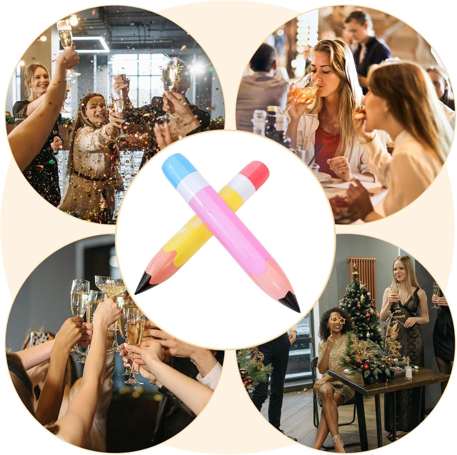 2Pcs Inflatable Crayon Balloon Large Blow Crayon Pencil Prop Giant Fun Pretend Game Decoration Children'S Birthday Baby Shower Art Party Gift