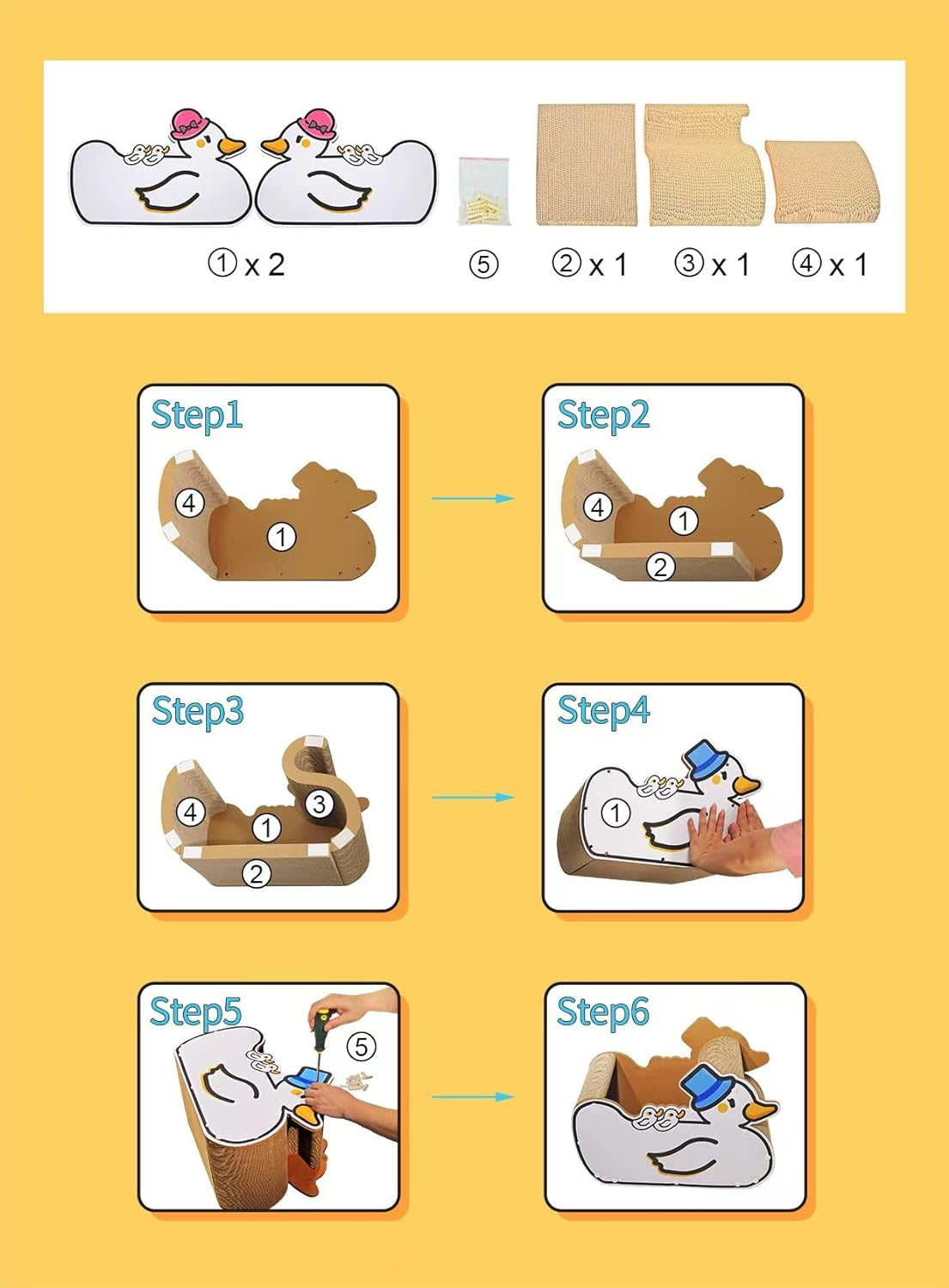 Cat Scratching Post, Cat Litter Box, Cat Bed, Cat Sofa, Cat Scratching Board, Indoor Cat Scratching Post (Bathing Duck-Women) image number 1