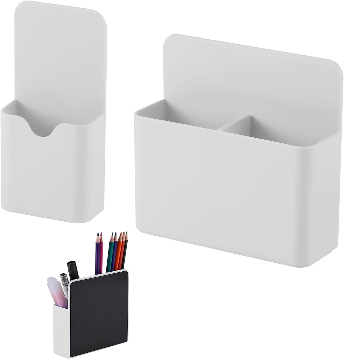 2 Pcs Pen & Marker Holders, Dry Erase Marker Cup Holder, Pen & Eraser Holder Organizer for Whiteboard, Magnetic Pen Holder for School, Office, Home (Pink)