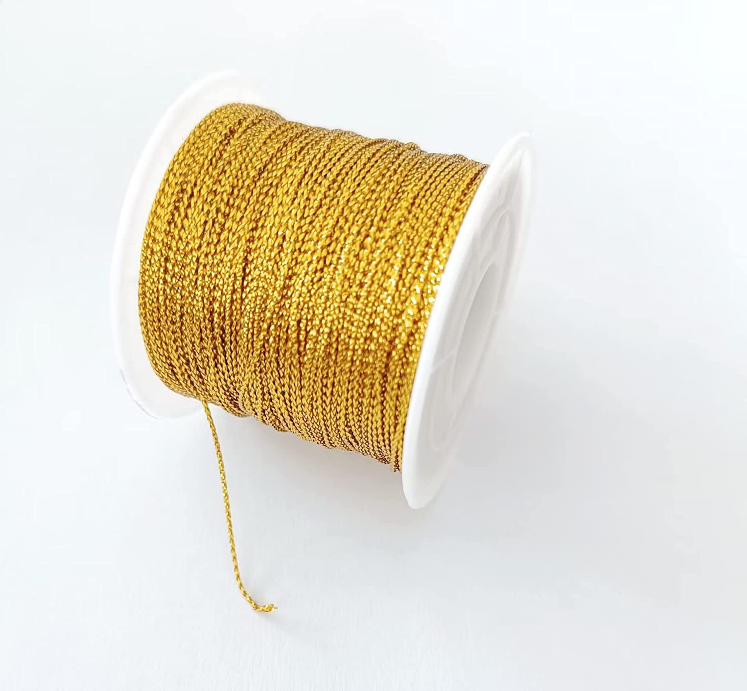 Gold String Metallic Cord 1Mm Tinsel String Thread for Craft Jewelry Making Gift Wrapping Hanging Ornament 100 Meters (Gold) image number 1