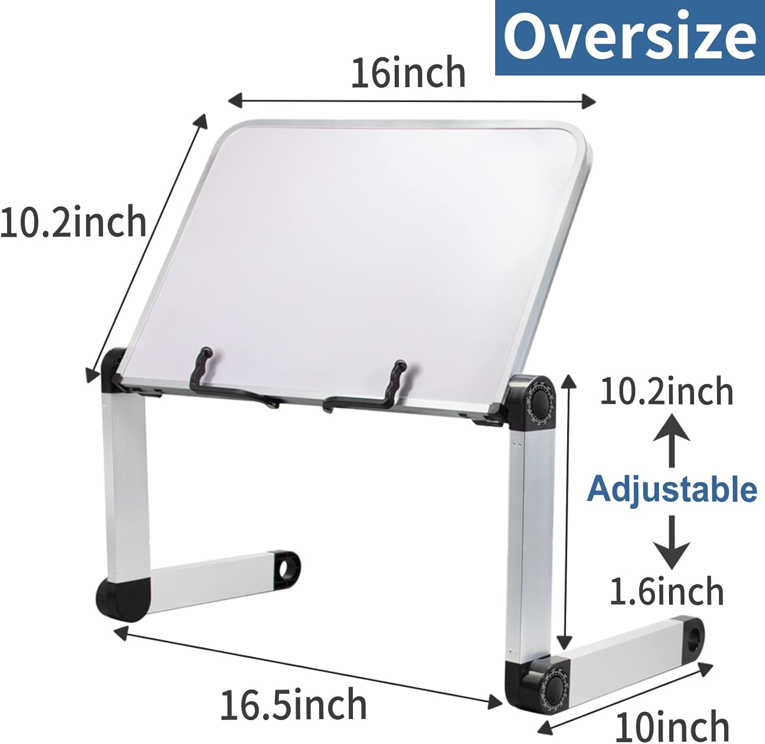 Adjustable Book Stand, Height and Angle Adjustable Ergonomic Book Holder with Page Paper Clips for Big Heavy Textbooks Music Books Tablet Cook Recipe Durable Lightweight Aluminum Book Holder Foldable