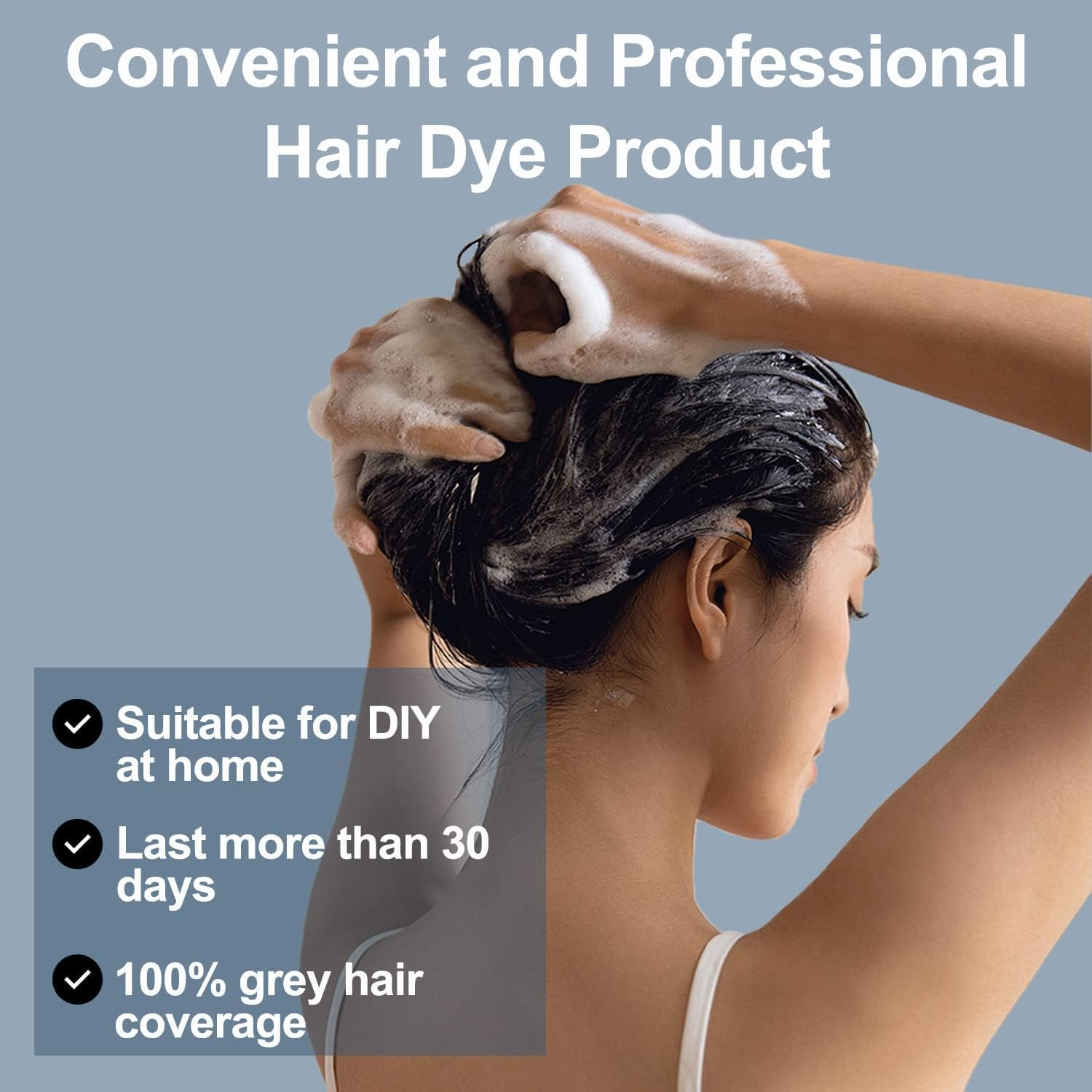 Hair Dye Shampoo, 500ML Black Hair Dye 3 in 1, Instant Hair Colour Shampoo Black Hair Shampoo-Long Lasting - Hair Dye Hair Color Shampoo Coloring in Minutes for Women Men (Dark Brown, 500ML)