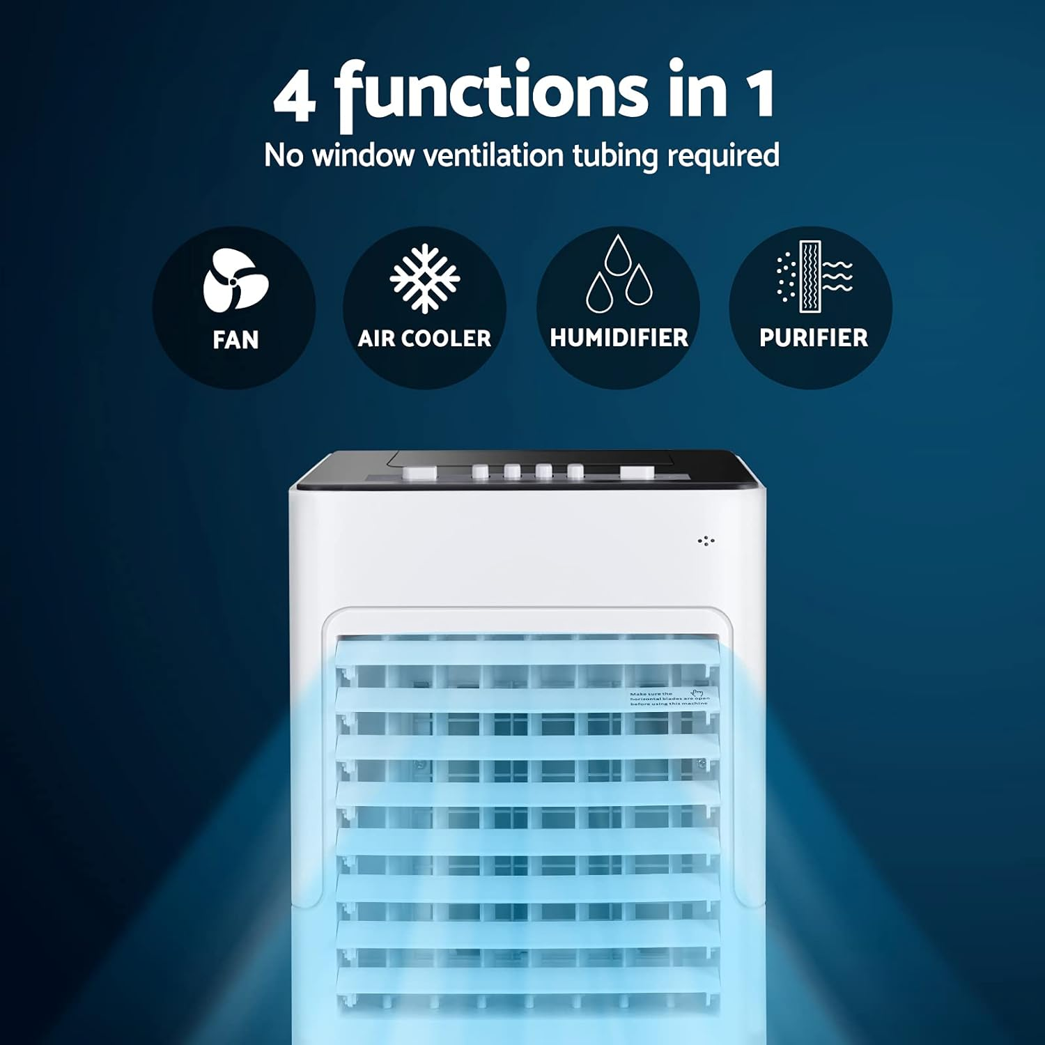 Devanti Evaporative Air Cooler, 4 in 1 Portable Air Conditioner, 6L Water Tank, 3 Speed, Auto Swing, W/2 Ice Box, Air Purifier for Bedroom Home Office image number 6