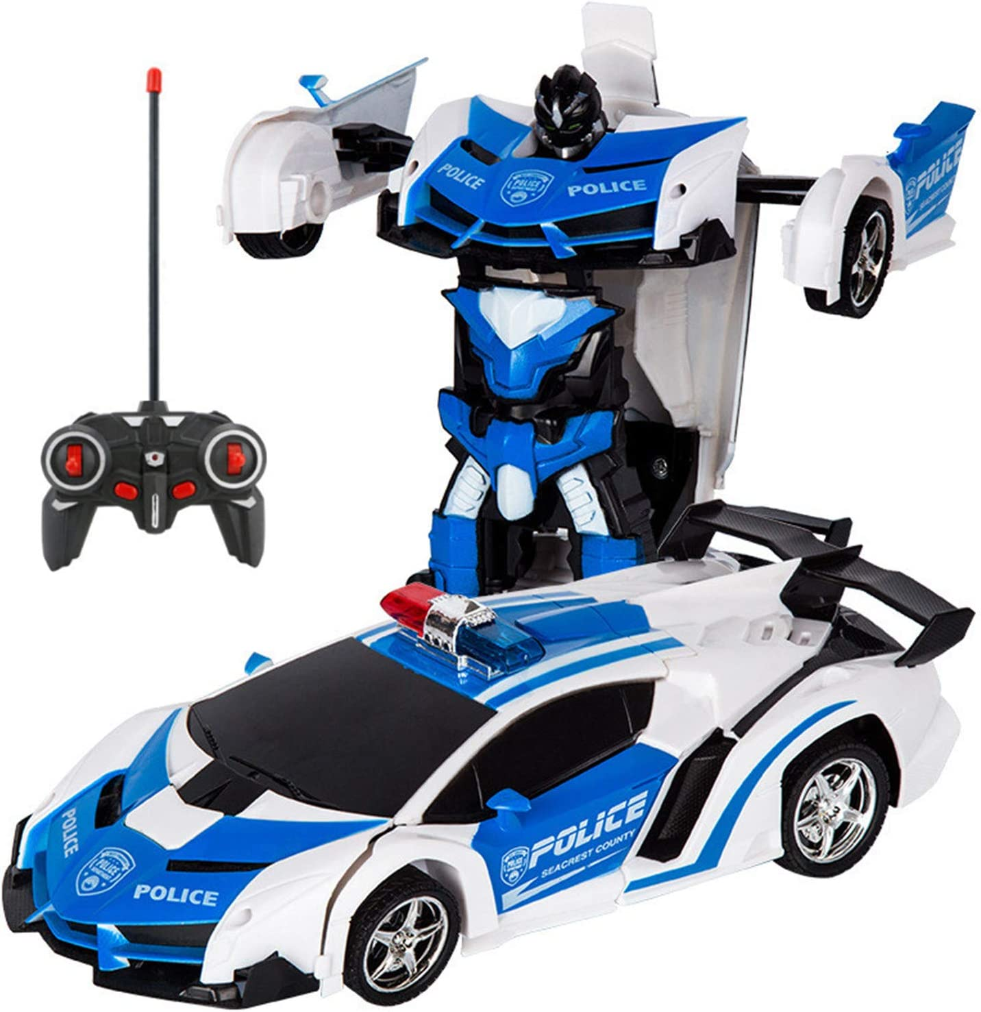 Remote Control Car Rc Cars Robot Toys 2 in 1 Design Transform Robot Toys for Kids with One-Button Deformation Christmas Birthday Gift (Blue) image number 1