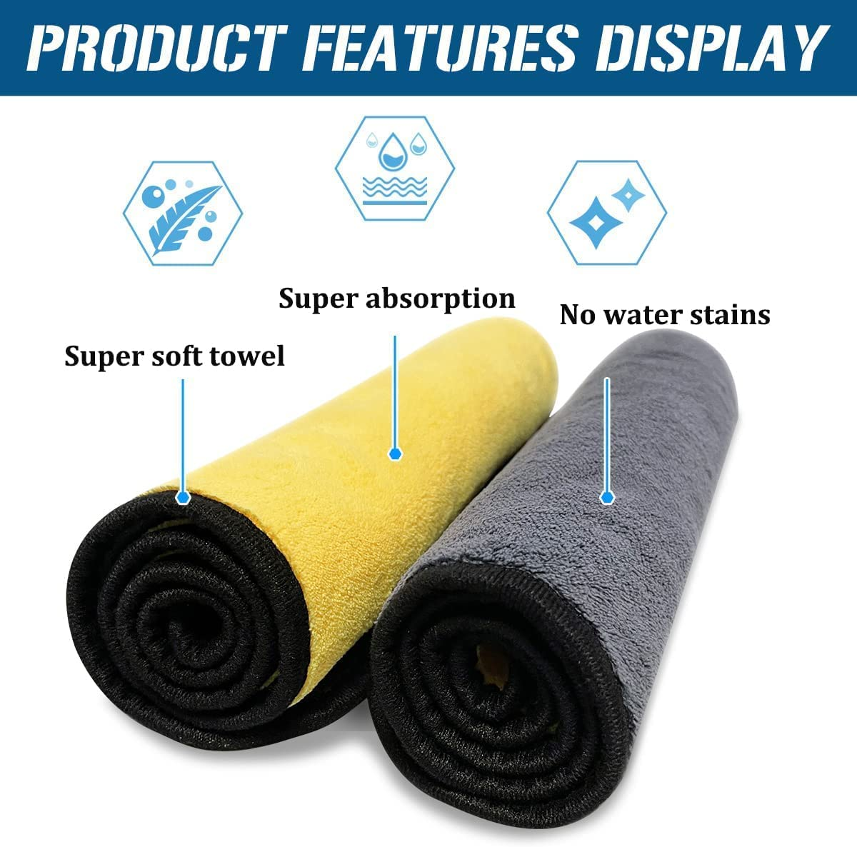 Microfiber Towel 5 Pack, Super Absorbent Drying Microfiber Cleaning Cloth for Car, House, Kitchen, Window image number 1