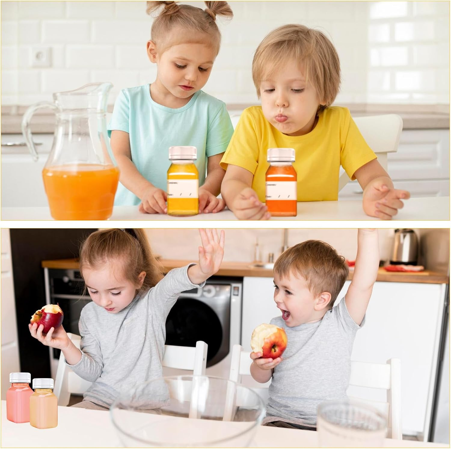 HXC Juice Bottles 12-Pack 4Oz/120Ml Shot Bottles with Lids - Reusable Small Plastic Juice & Smoothie Containers with Stickers image number 5