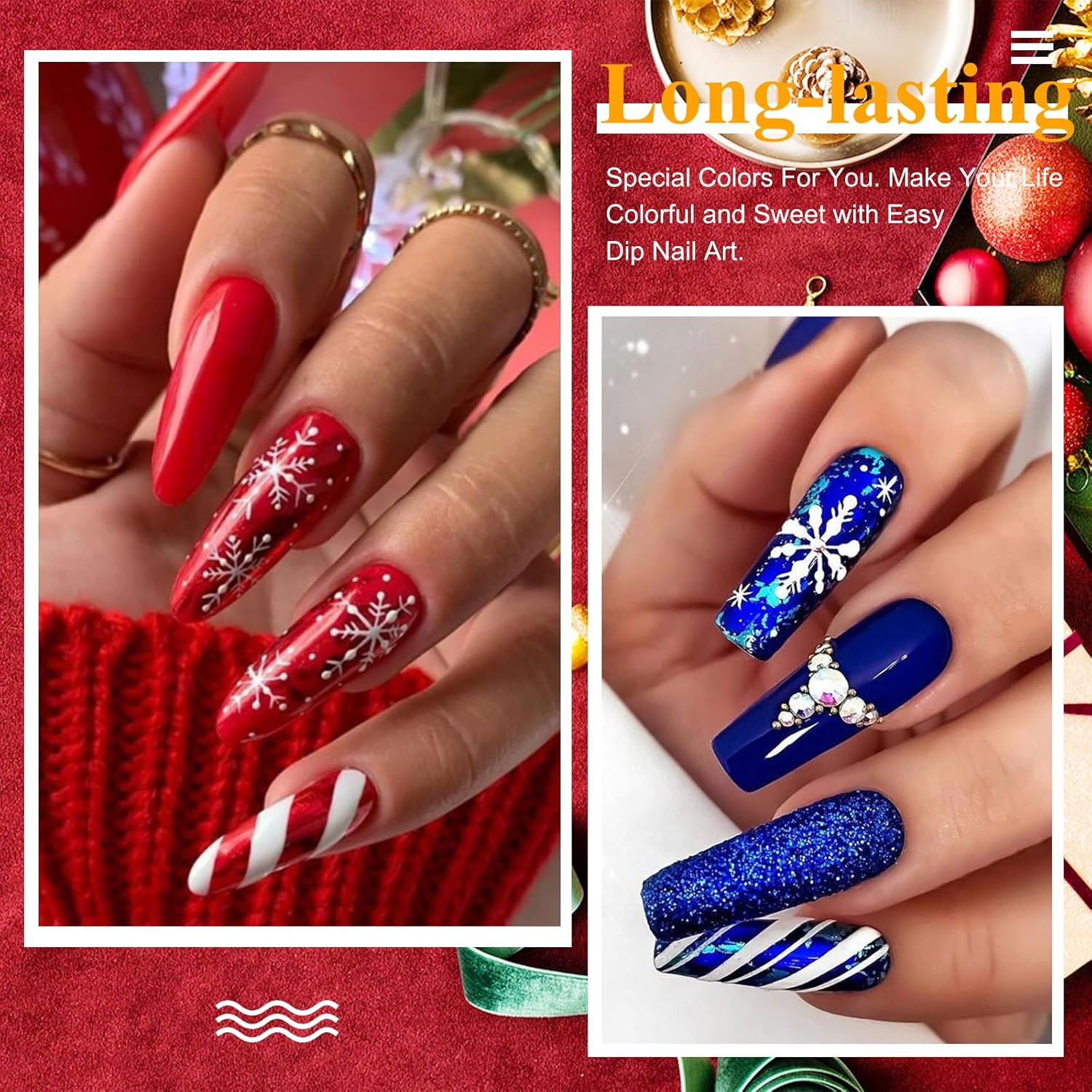 Honey Joy 6 BOX/SET Spring Summer Blue Orange Green Fine Dip for Nails Powder Kit Chocolate Glaze Fine Dipping Powder Colors No Need Lamp Cure,Like Gel Polish Effect,Even & Smooth Finishing (Dp-G-6Pcs-10G/Box)