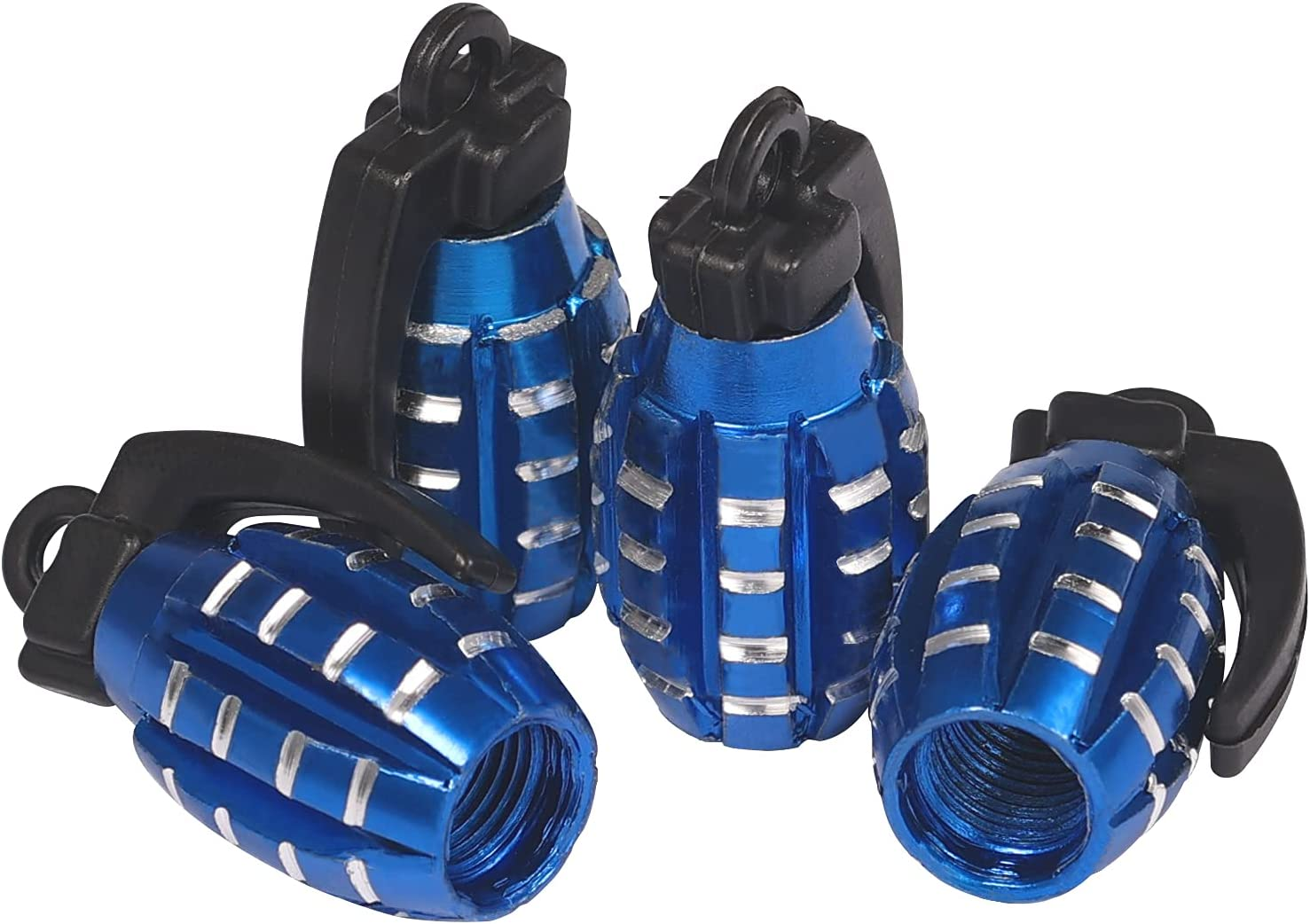 KINBOM 4Pcs Aluminum Valve Stem Caps, Tire Valve Stem Covers Airproof Seal for Cars SUV Trucks Motorcycles (Blue) image number 3