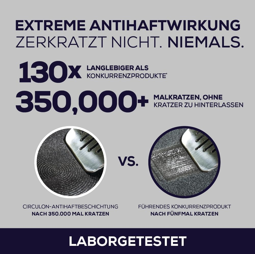 Circulon Scratch Defense Non-Stick Frying Pan Set, Induction Frying Pans with Extreme Non Stick, 21 Cm & 25 Cm, Dishwasher and Oven-Safe Cookware, Grey image number 1