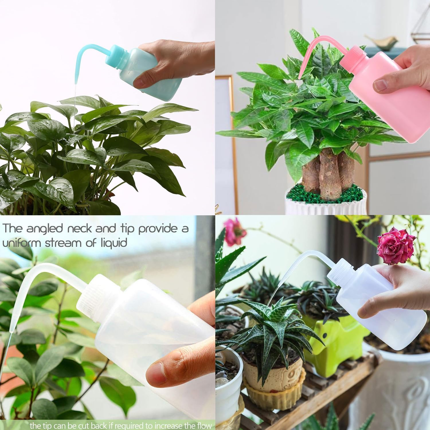 Squeeze Wash Bottle, 3 Pcs Plant Succulent Watering Bottle, Plastic Watering Can Tattoo Wash Bottle with Narrow Mouth, for Chemistry, Industry, Lab & Gardening (150Ml, 250Ml,500Ml) image number 4