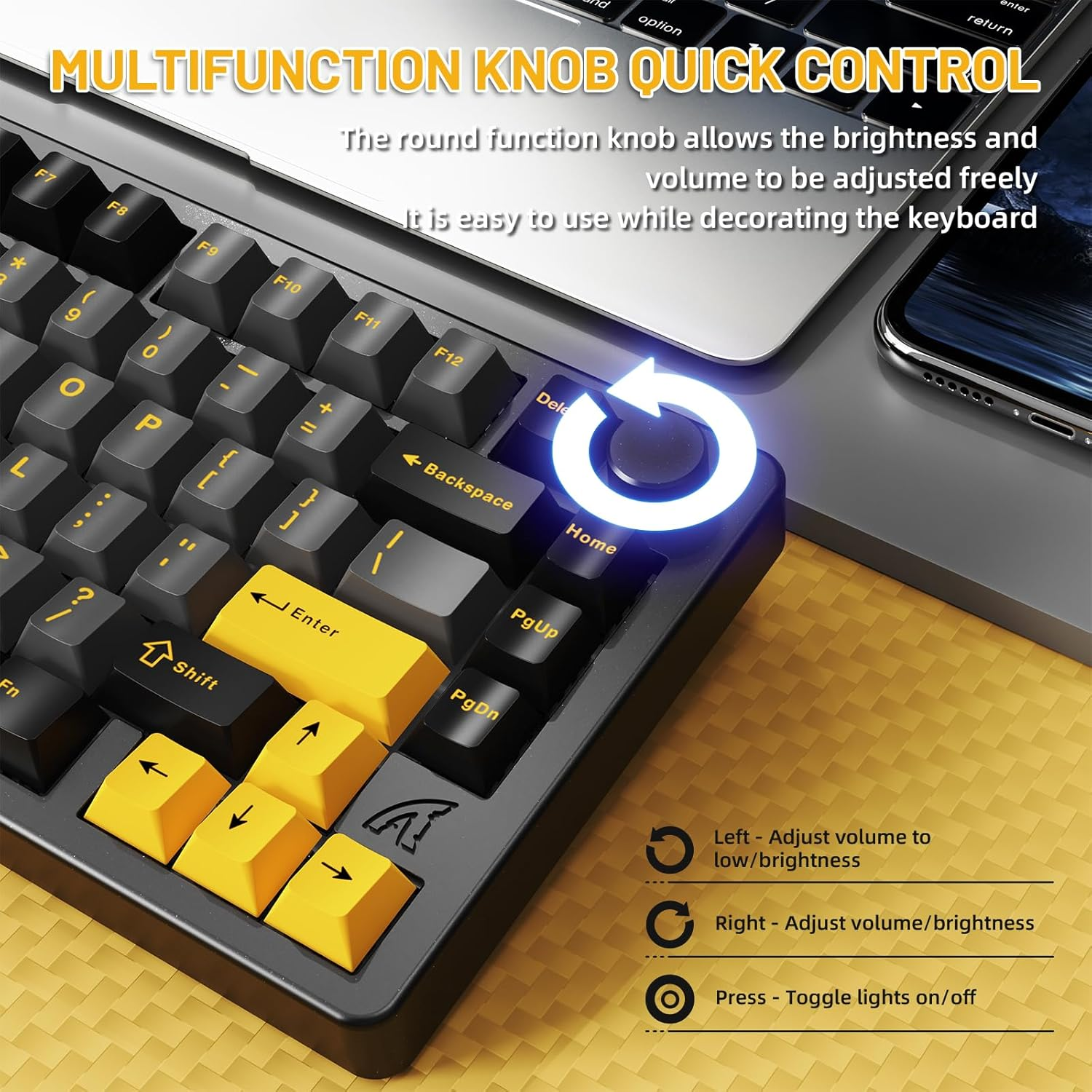 ATTACK SHARK X86 75% Wireless Gasket Mechanical Keyboard with Knob, CNC Aluminum Turd, 3 Mode Connectivity,82 Key Hot Swappable,Custom Linear Switches RGB Gaming Keyboard for Win/Mac/Linux-Star Black - Star White image number 4