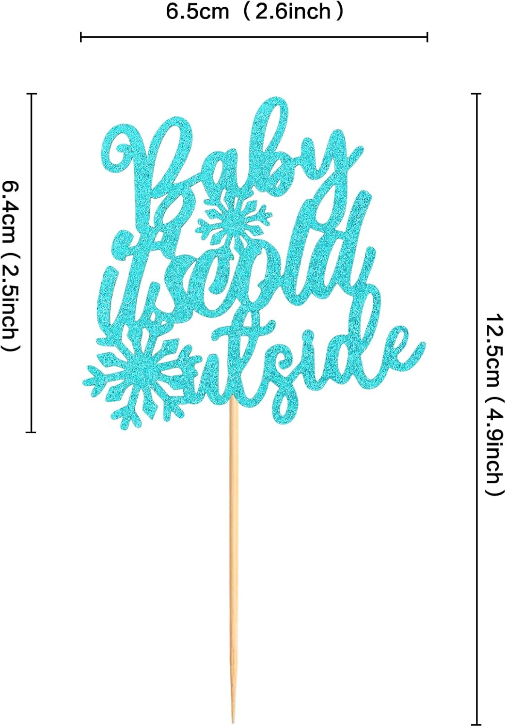 24Pcs Snowflake Baby It'S Cold outside Cupcake Toppers Glitter Blue Baby It'S Cold outside Cupcake Picks for Winter Baby Wonderland Xmas Baby Shower Party Cake Decor Supplies image number 2