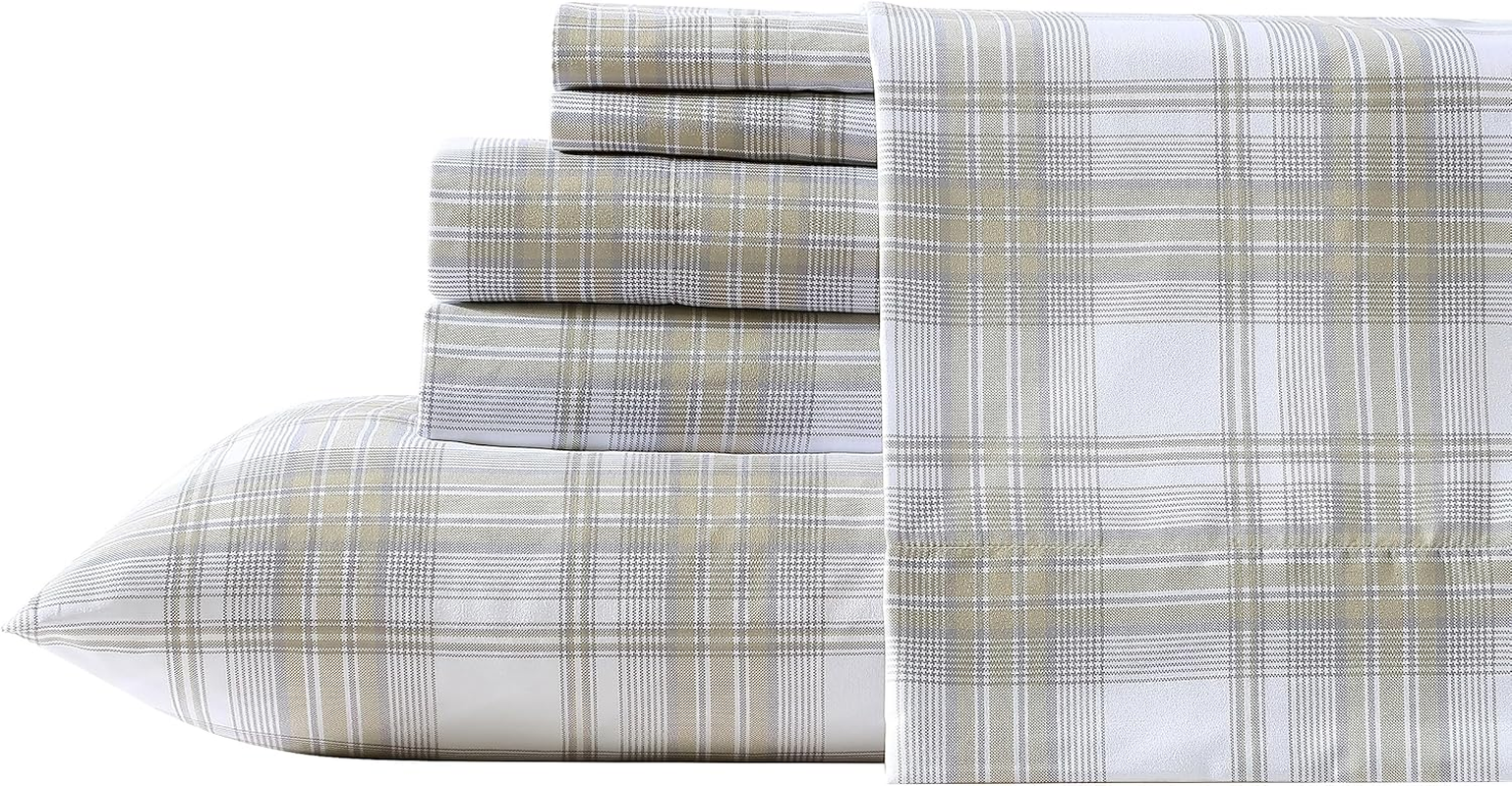 Wrangler- Twin Sheet Set, Silky & Lightweight Bedding Set, Casual Home D&eacute;cor (Dayton Valley Plaid Beige, Twin)
