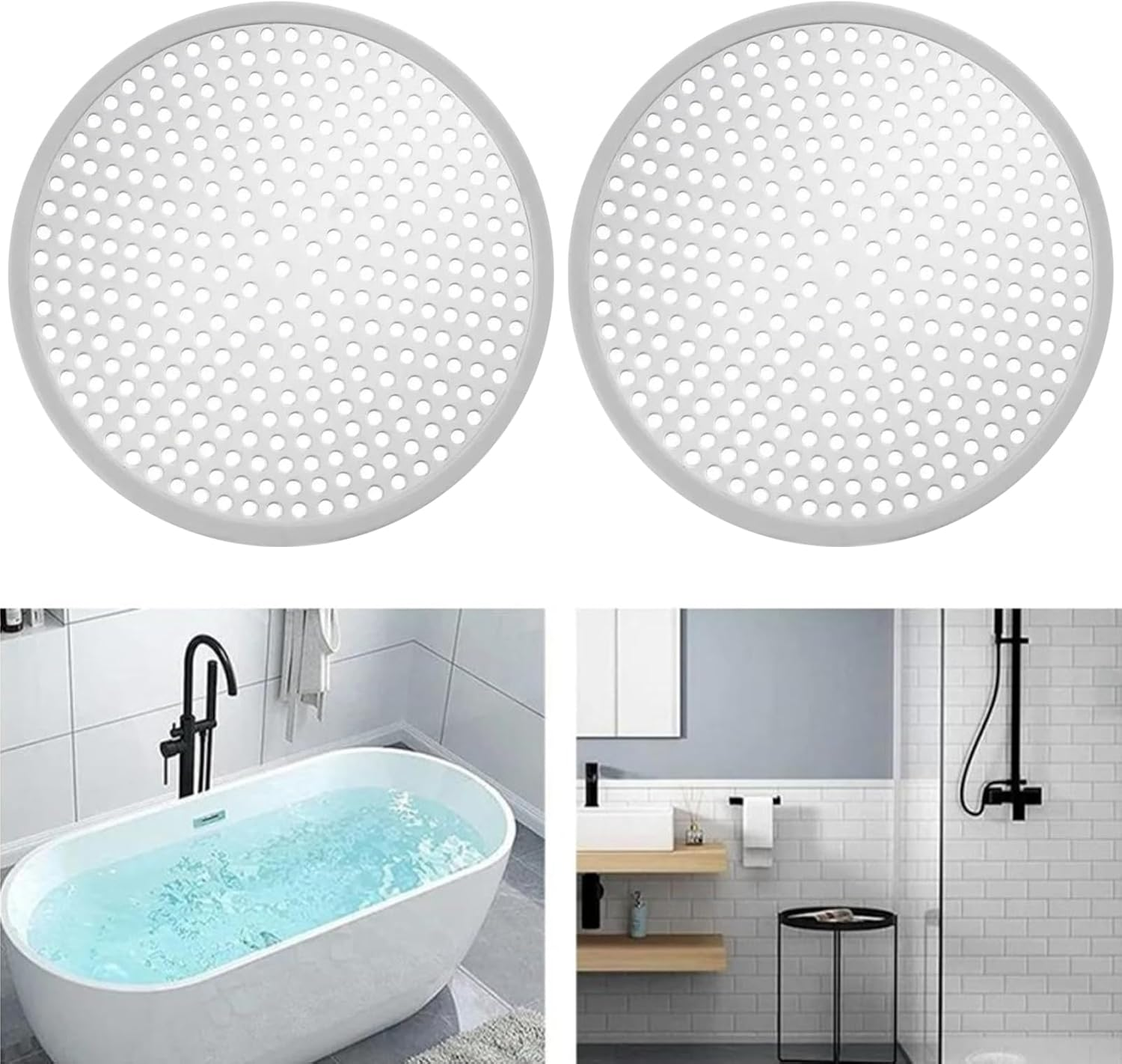 2 Pcs Drain Hair Catchers, Hair Drain Cover for Shower Bath with Suction Cup, Easy to Install for Family Use Hotels Pet Grooming Stations, Prevents Clogs image number 6